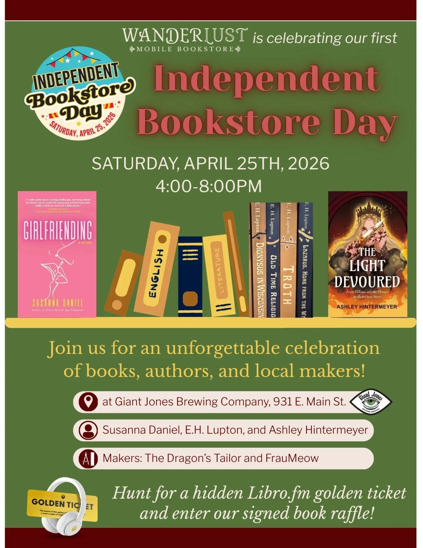 I'm so excited to celebrate Independent Bookstore Day this weekend with @wanderlustmobilebooks! Come visit!
