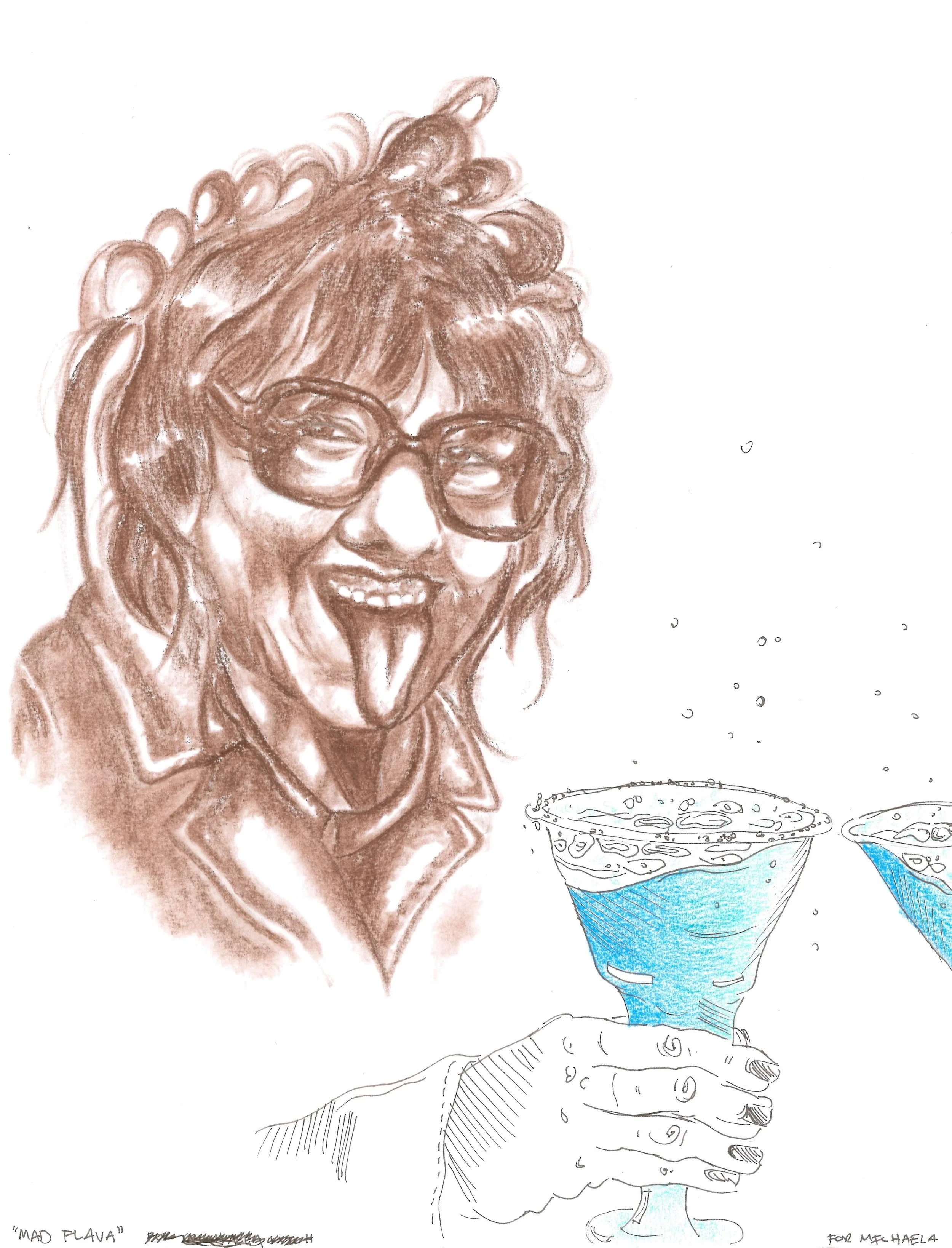 "Mad Flava" Brown Conte, Ink and Colored Pencil 9x12" 2025