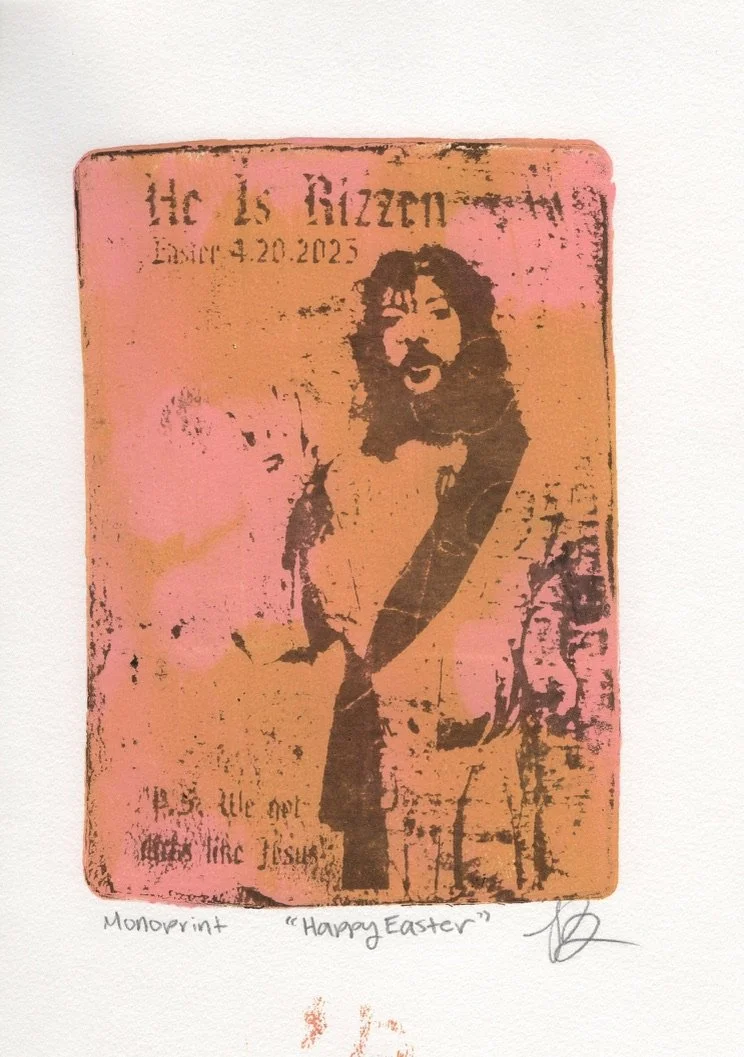 "Happy Easter" Monoprint 5x7" 2024