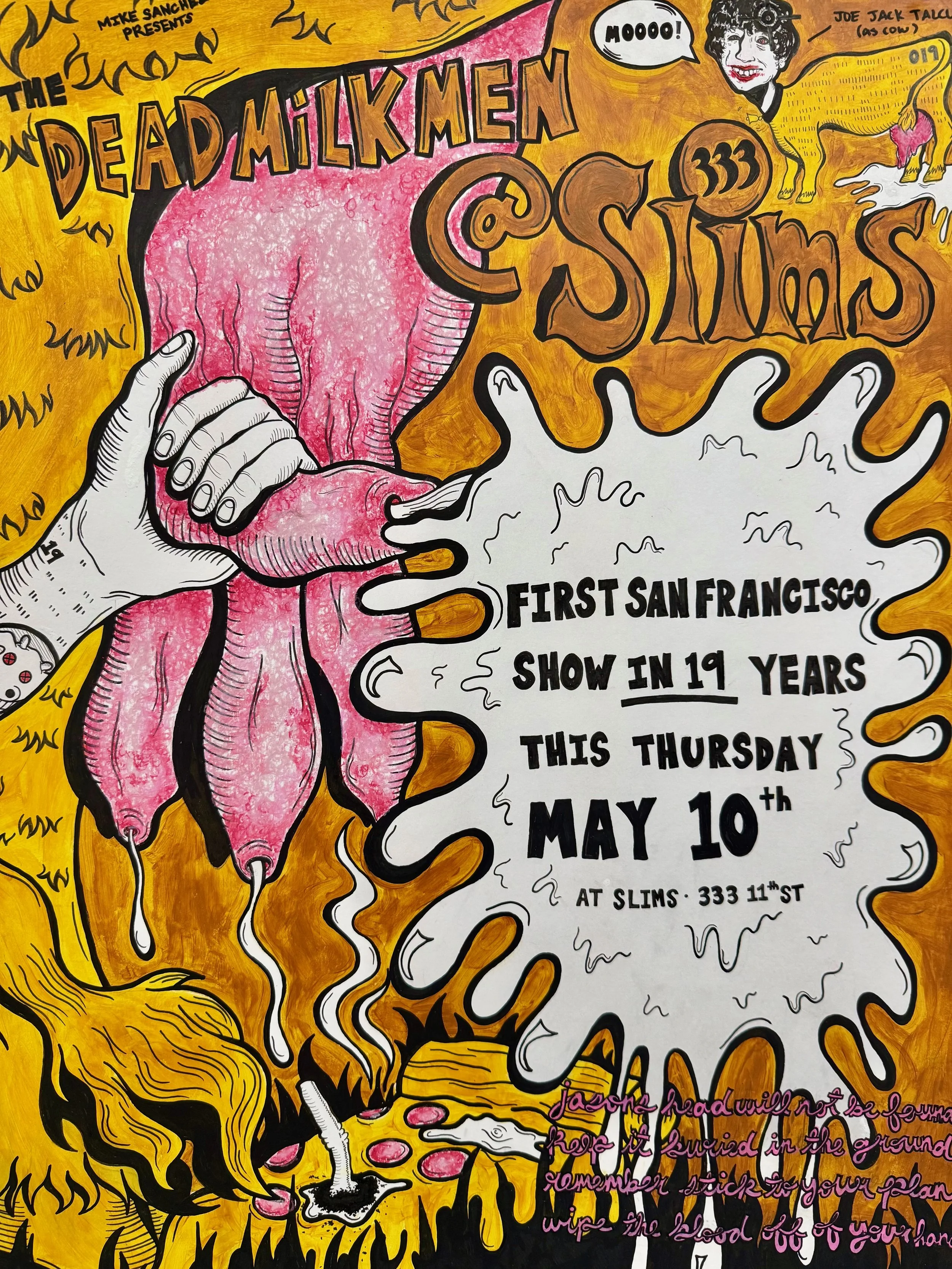 "Suck Talcum" Acrylic, Oil Pastel and Paint Pen 18" x 24" 2025