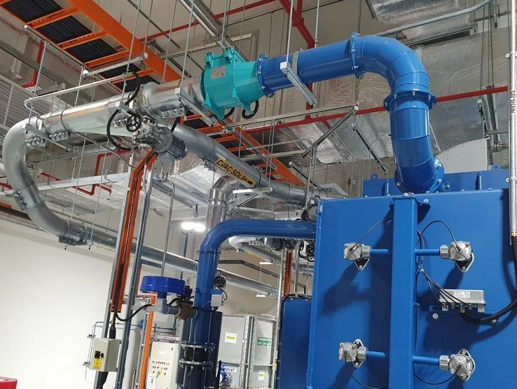 Explosion isolation valve installed along dust collection ductwork