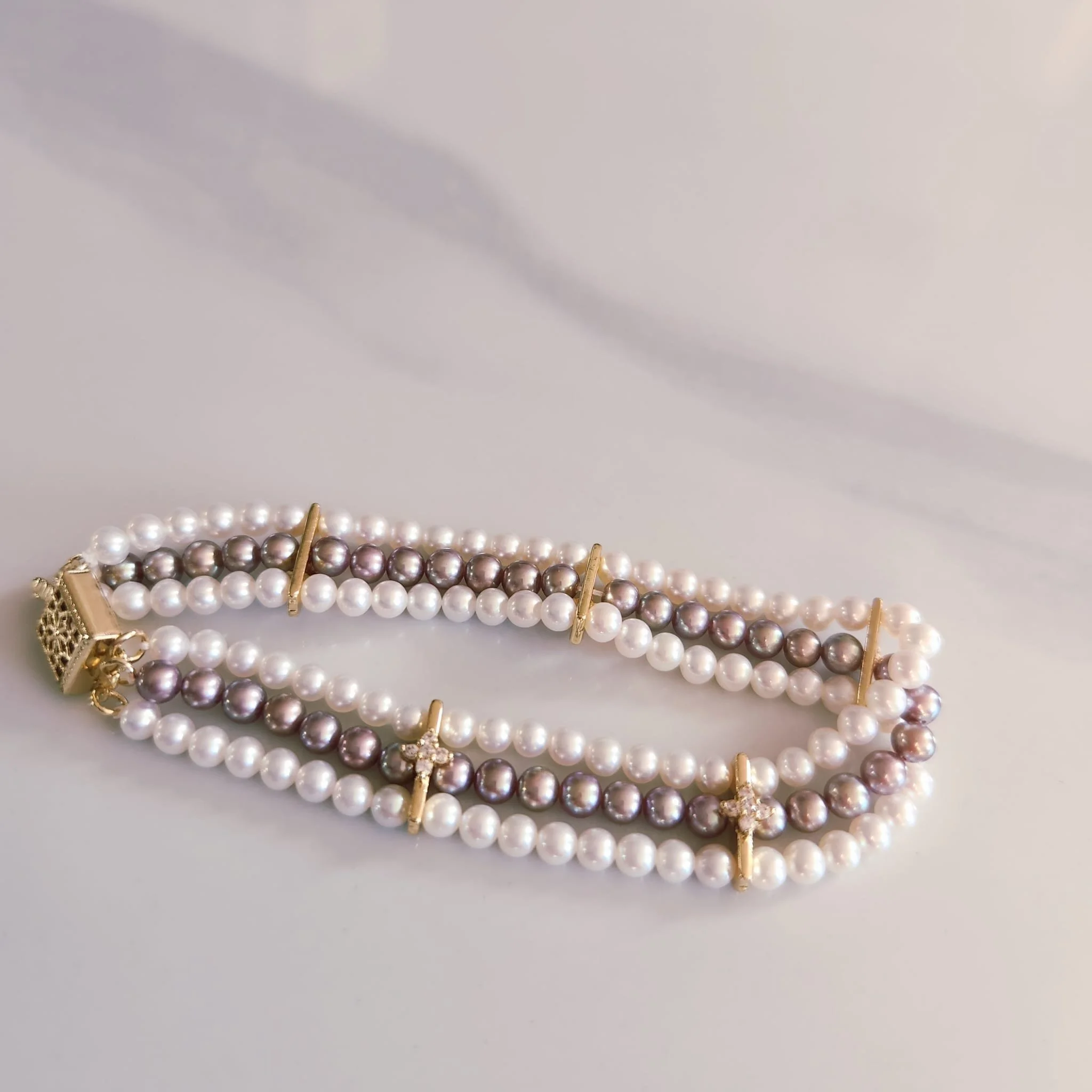 Athena 3.5-5mm Trio-Strand Pearl Bracelet