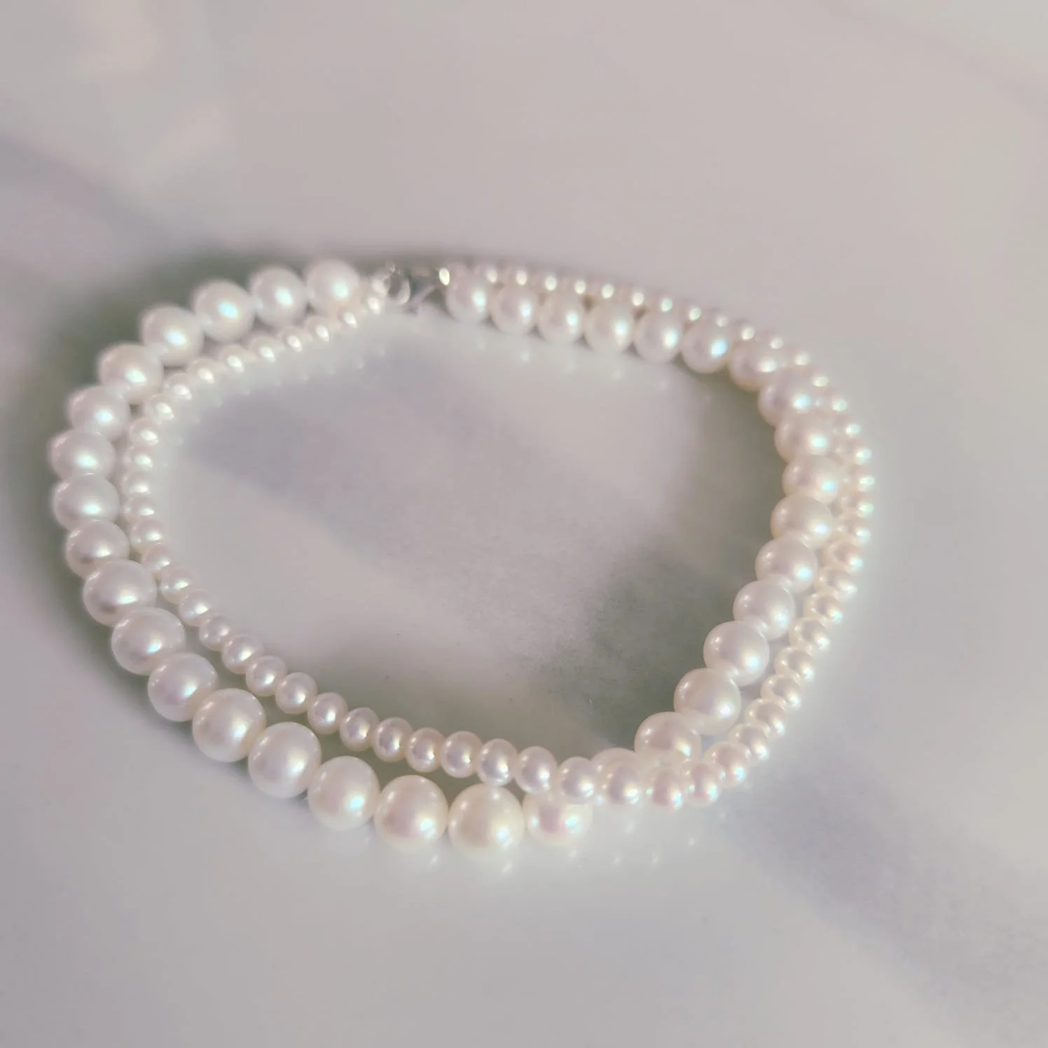 3.5-5mm Freshwater Pearl Double Bracelet 925 Silver