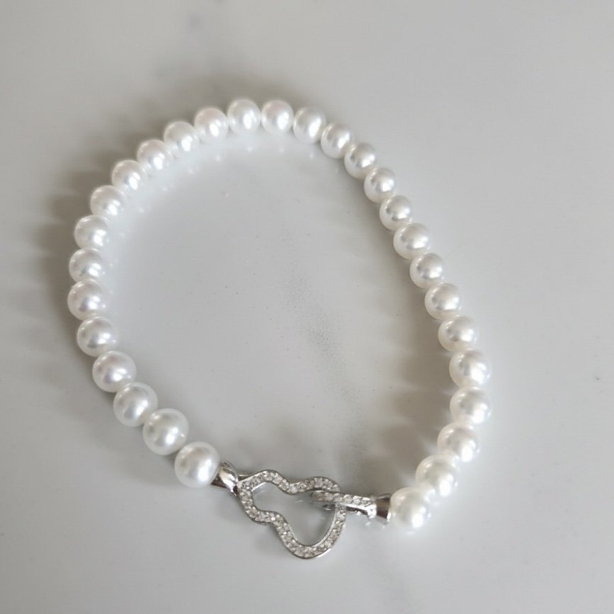 5-6mm Freshwater Pearl Bracelet 925 Silver HL