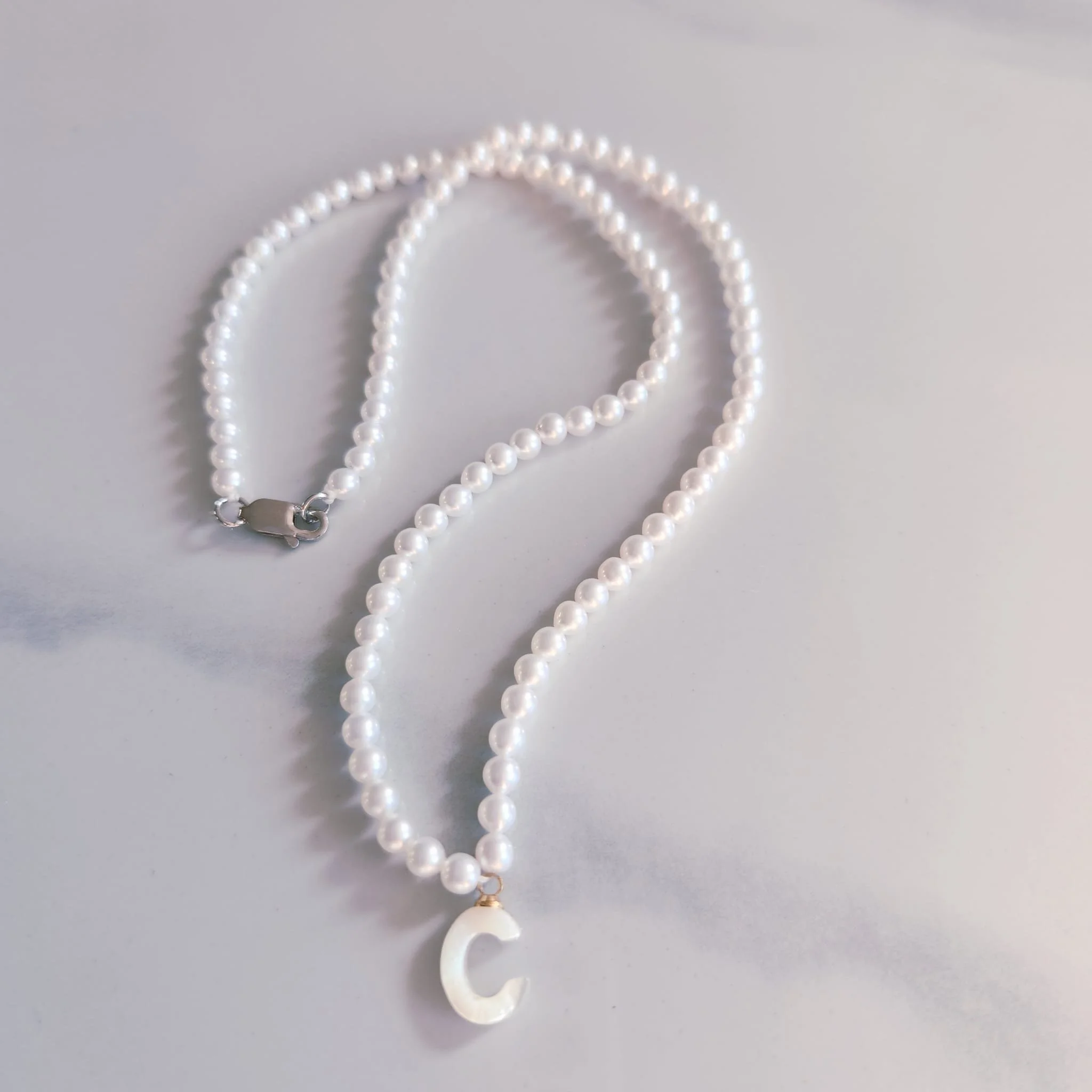Claire 3.5-4mm Pearl Necklace (Your Letters)