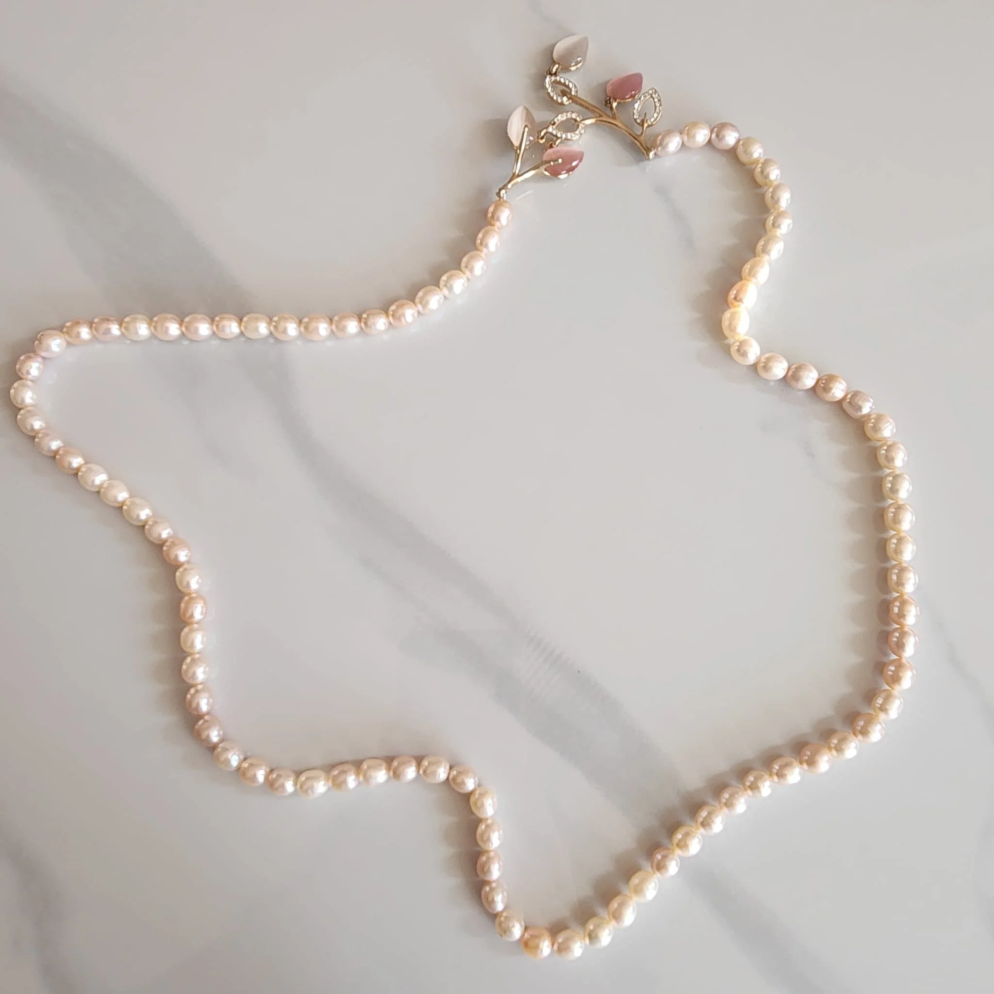 8-9mm Champaign Pink Pearl Necklace
