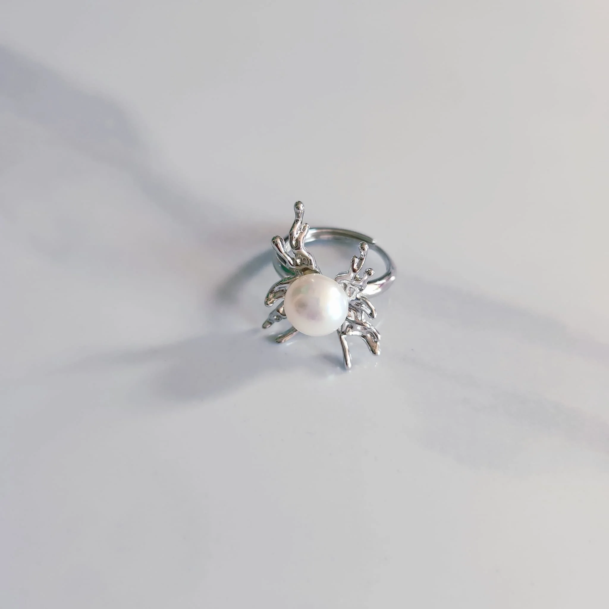 Reef Coral Pearl Ring 9-10mm (Adjustable)