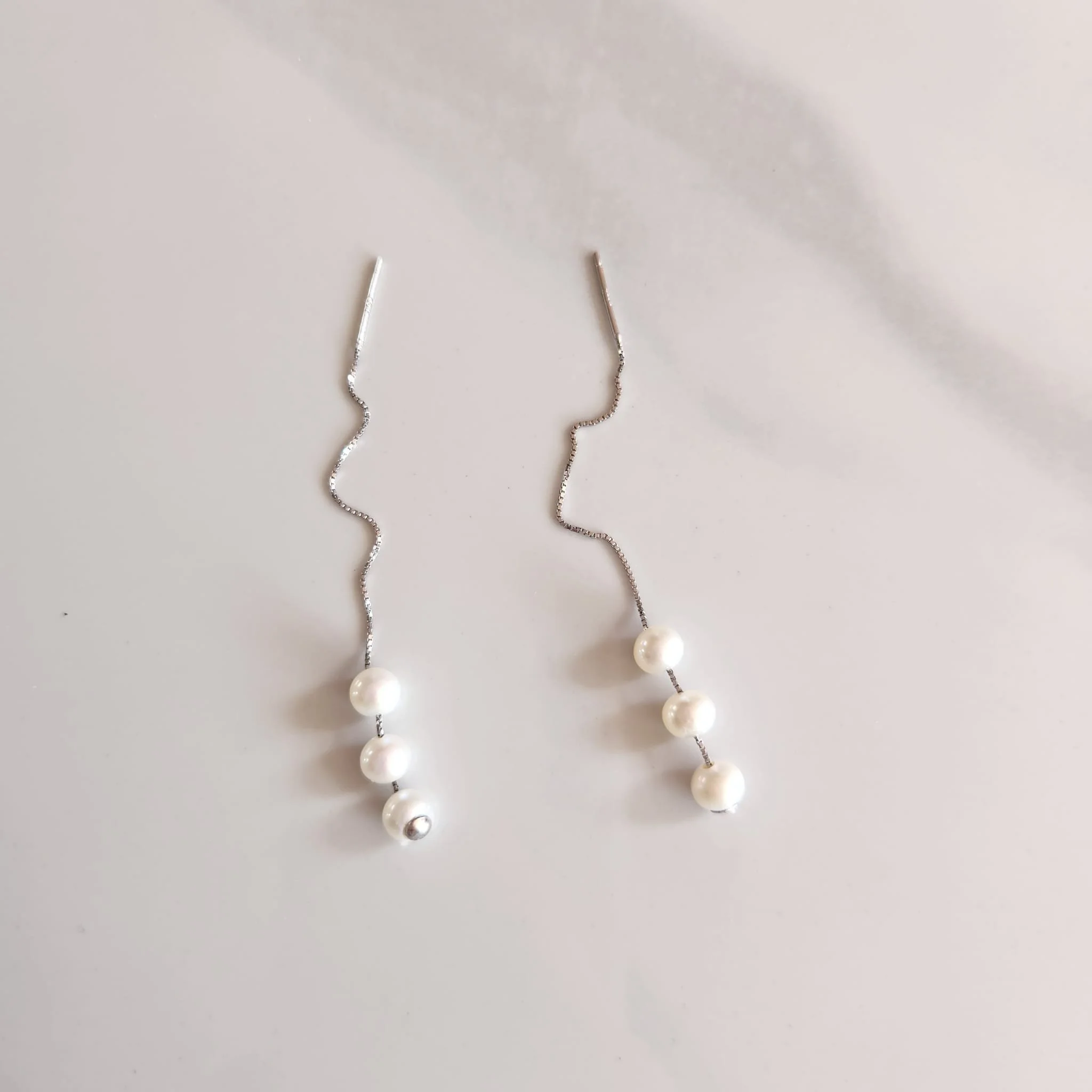 5-6mm Pearl Earring Chain 925 Silver