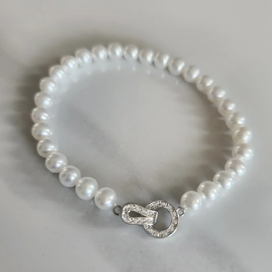 5-6mm Freshwater Pearl Bracelet 925 Silver G