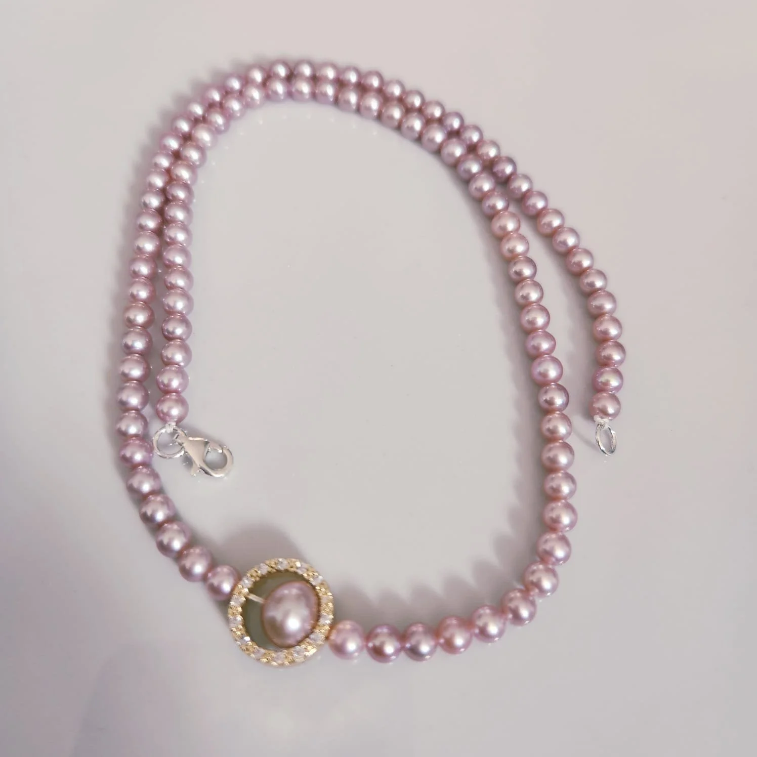 Seraphina 4-4.5mm Rose-Mauve Pearl Necklace