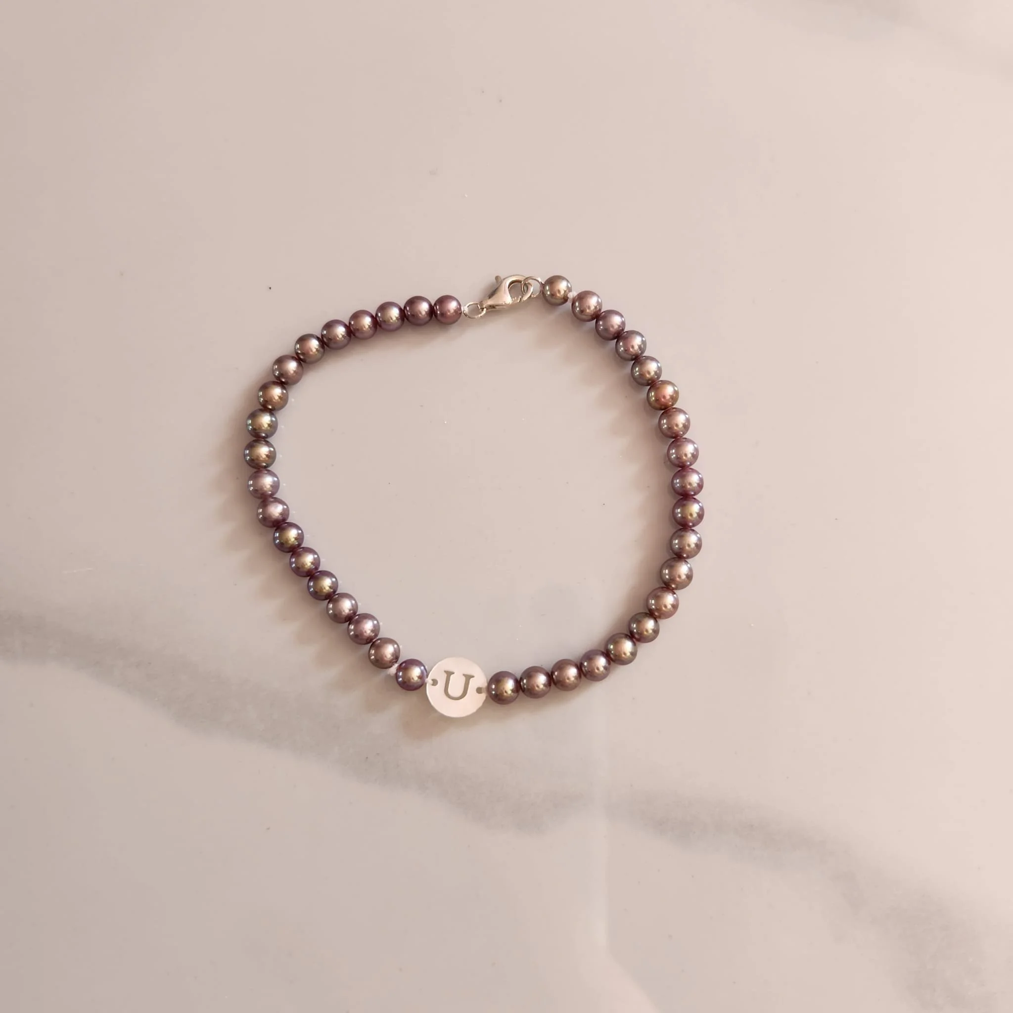 Rose 4-4.5mm Candy Colour Pearl Bracelet (Your Letters)