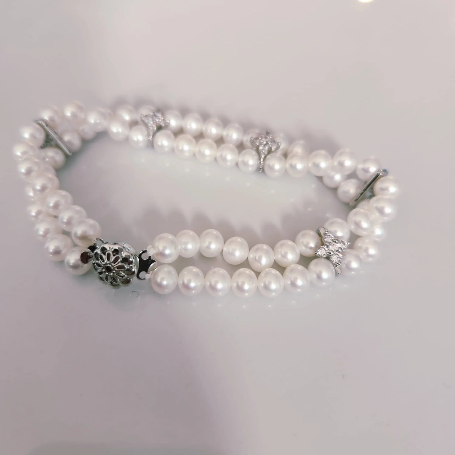 Genevieve 3.5-4mm Double-Strand Pearl Bracelet