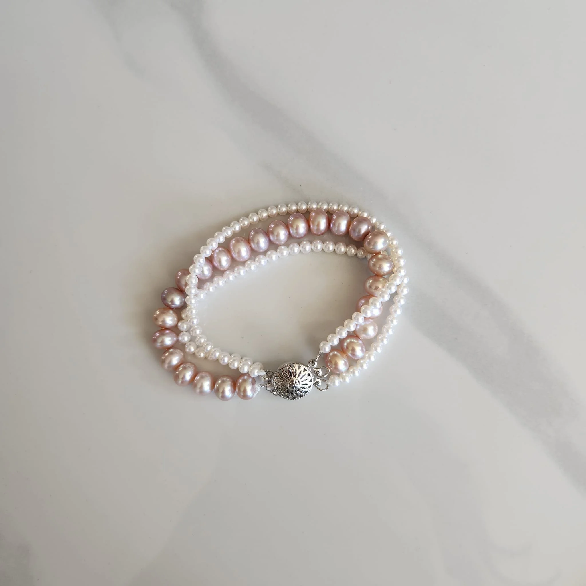Elena 3.5-7mm Three-Strand Pearl Bracelet