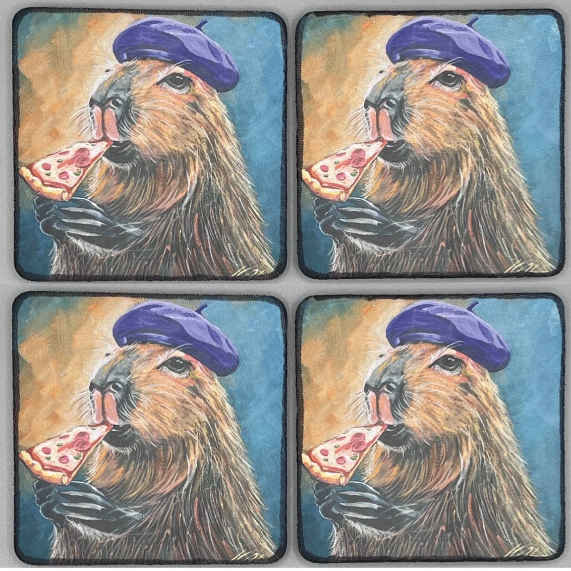 Capy Pizza Coasters (Set of 4)