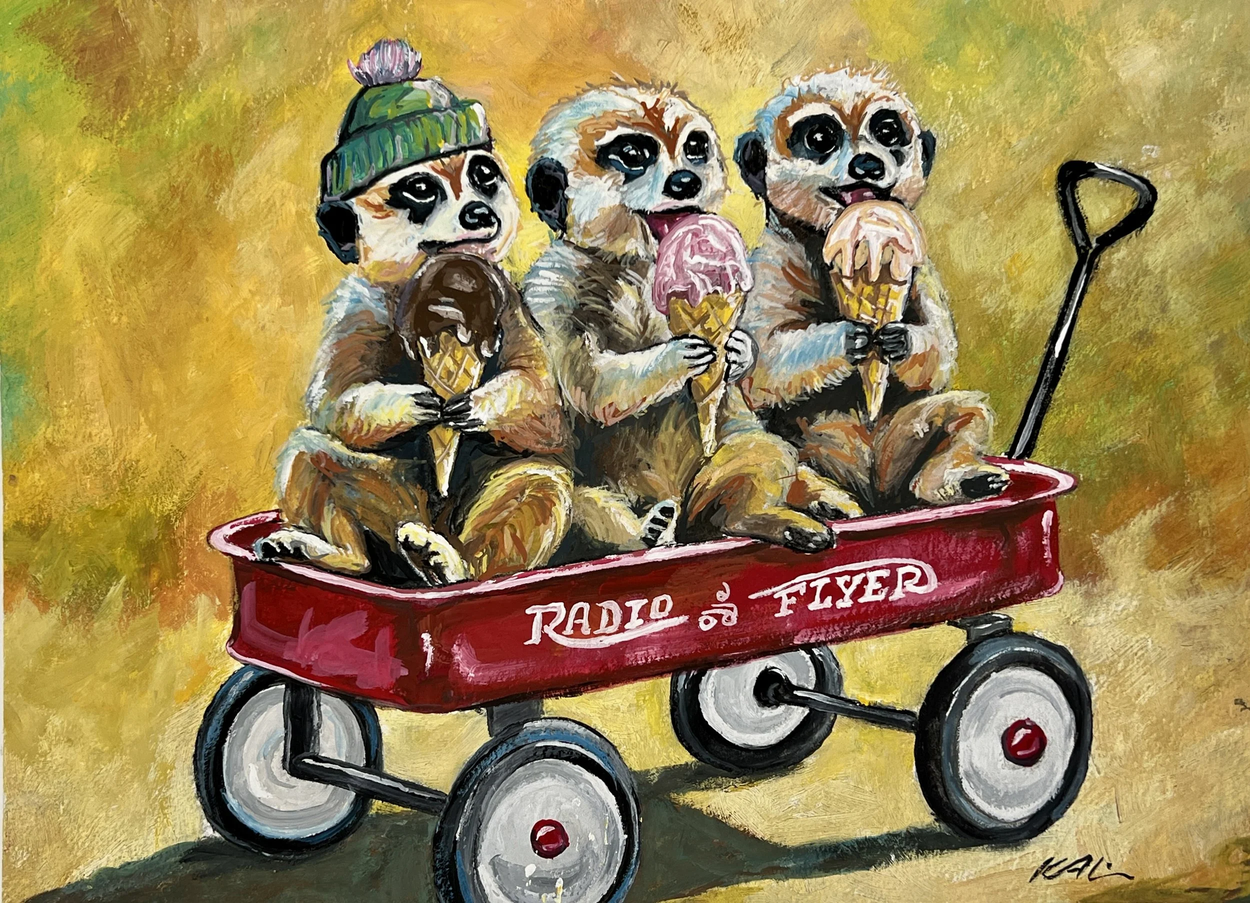 Wagon Full of Fun - Original Gouache Painting
