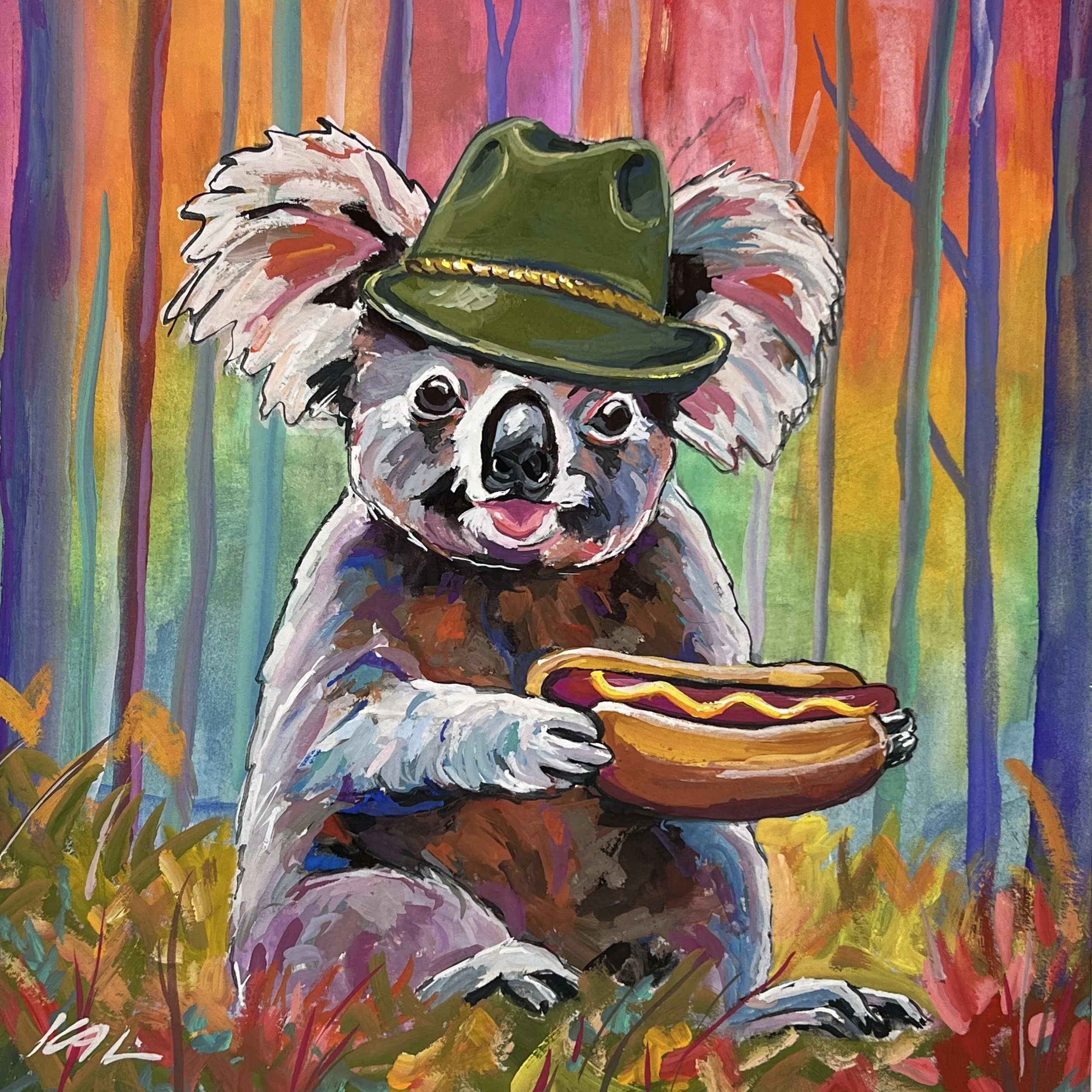 Koala Mit Wurst - Original Gouache Painting