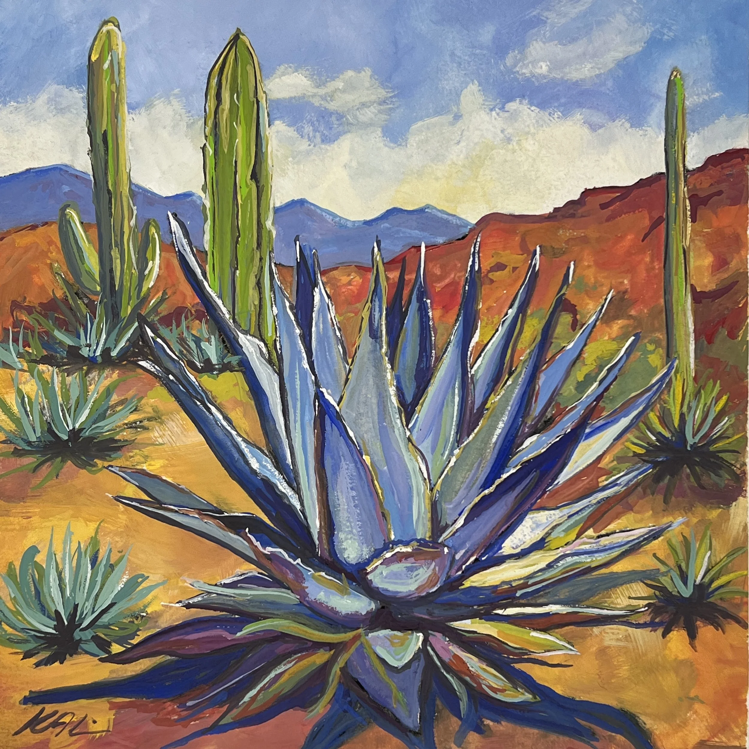 Desert Agave - Original Gouache Painting