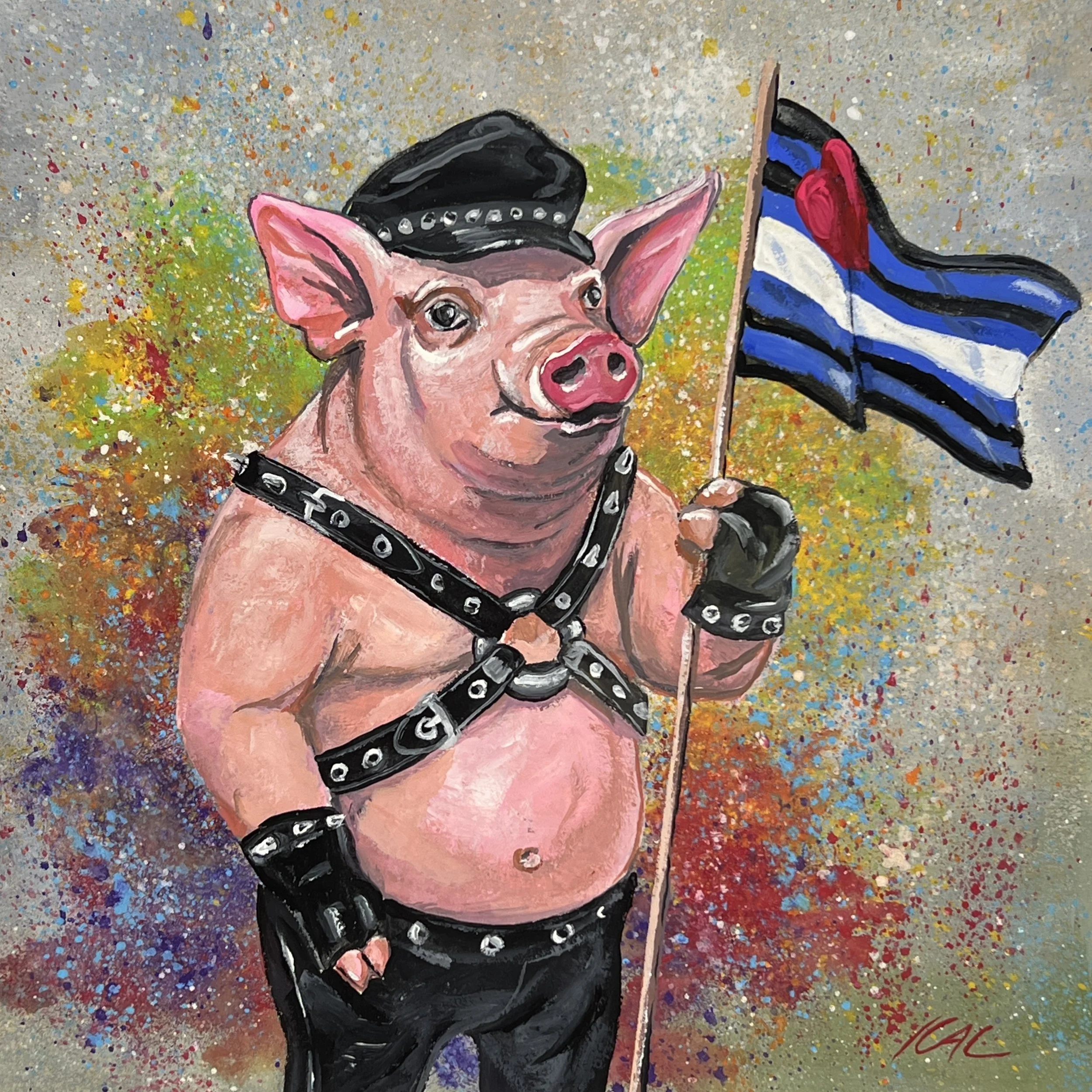 Proud Pig - Original Gouache Painting