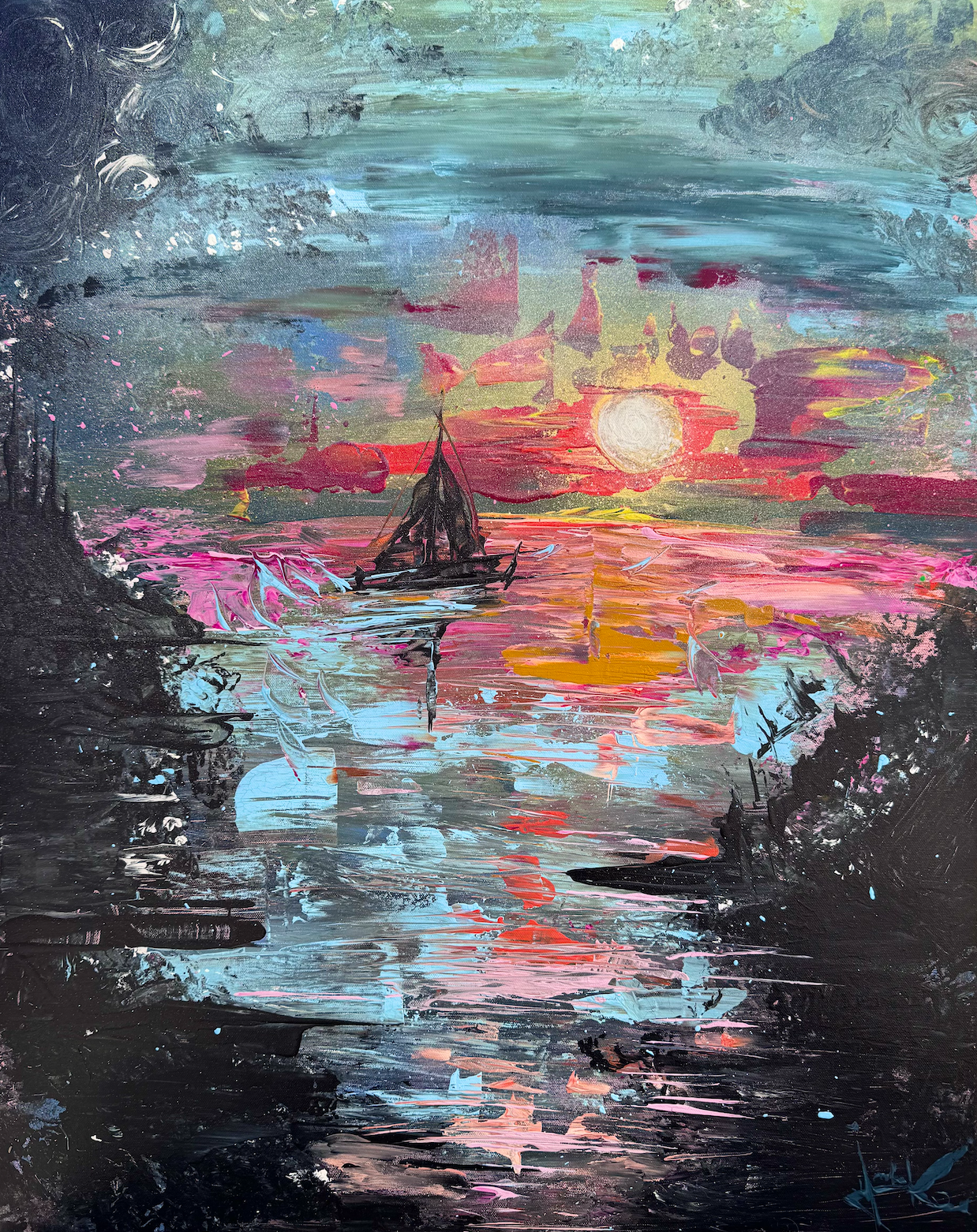 "Untitled—Ryder" 24×30, acrylic on canvas, painting based on the Hollow. “Painted” by Ryder a character from the Hollow