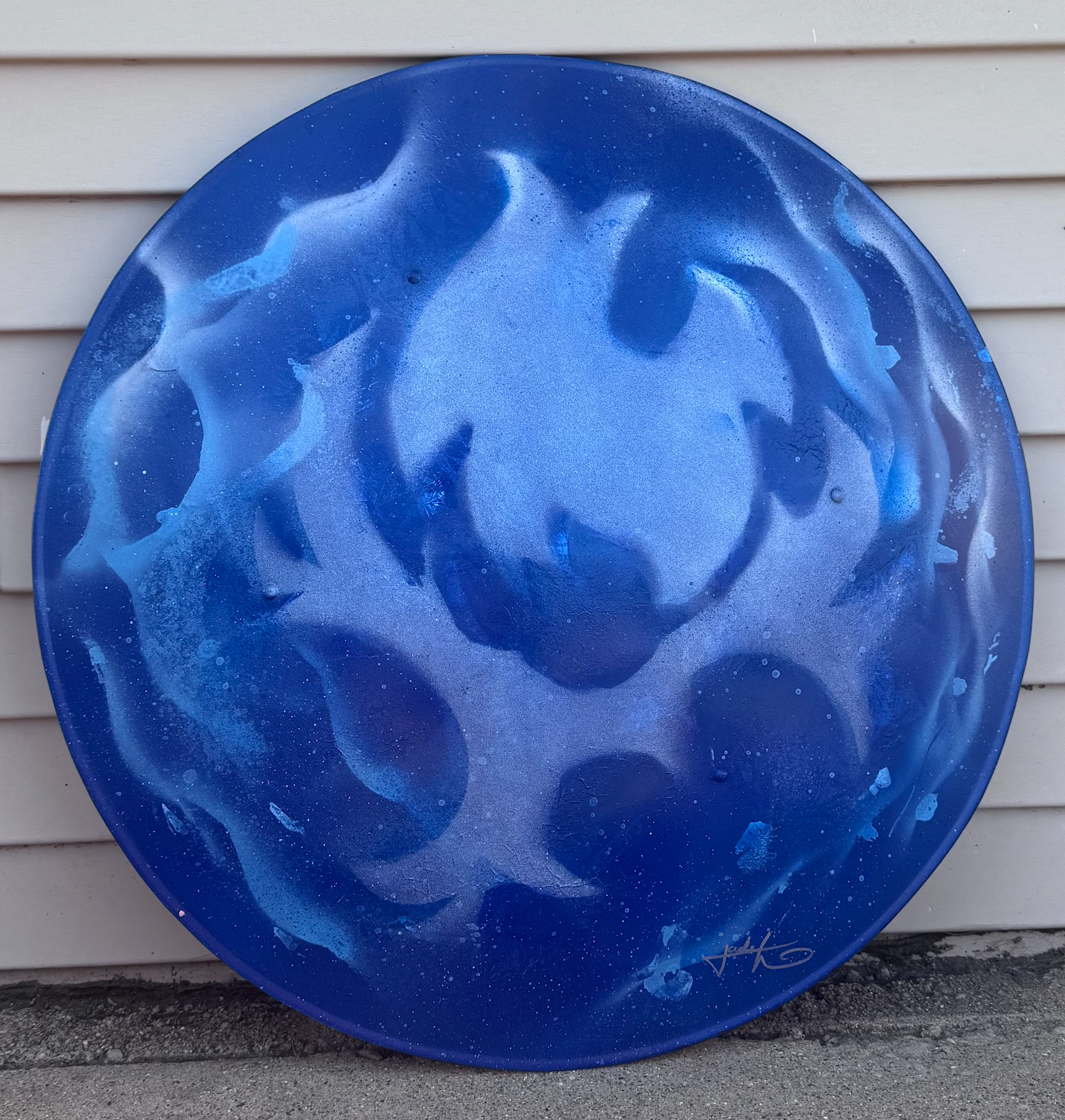 "Cal's Shield" Spray paint on metal shield, based on character from Eternity Island & Hidden War