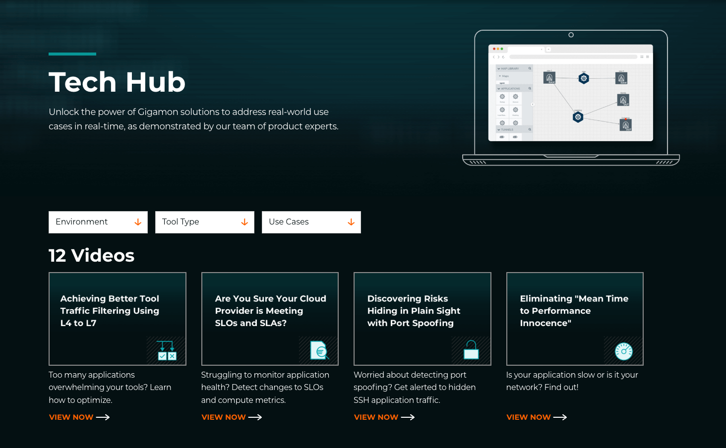 A How-to-Videos Page, With 30 second videos explaining features of the gigamon platform