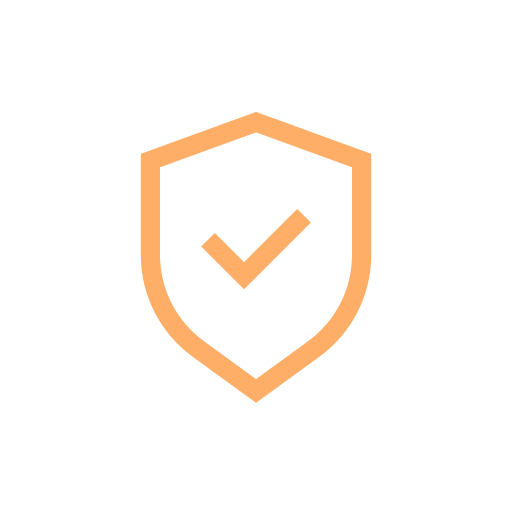 Shield icon with a check mark inside, representing security or protection.