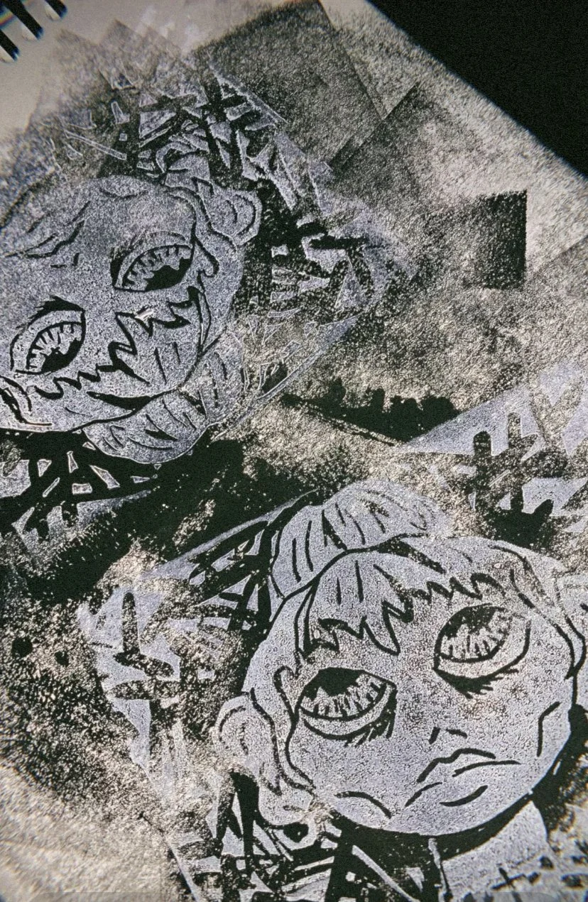 Wasted, 2023. Linocut on paper. 