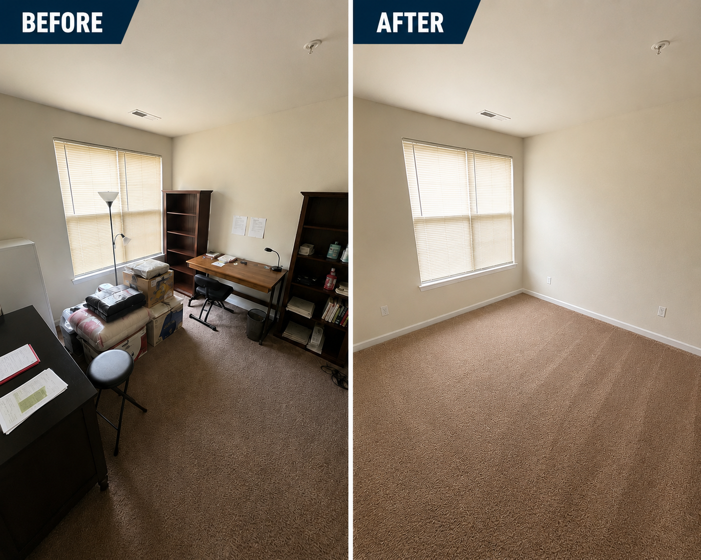 Before and after residential room cleanout in Staunton, VA by Junk Bros.