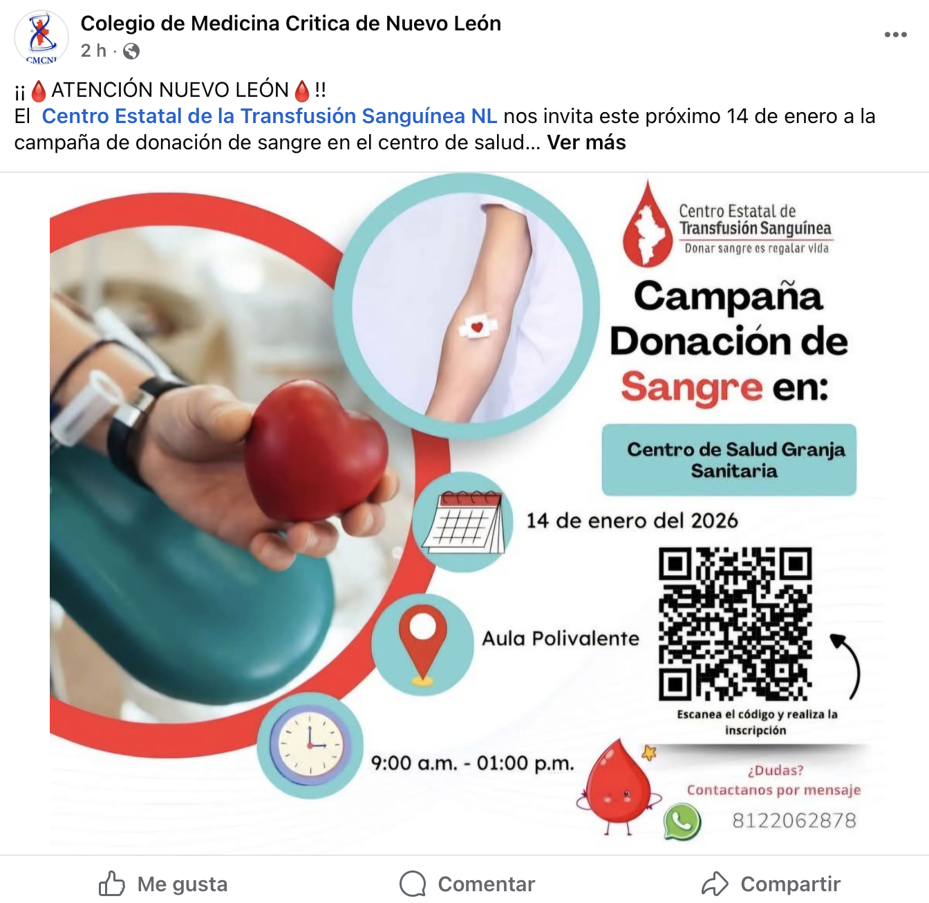 Facebook Colegio de Medicina Crítica de Nuevo León
