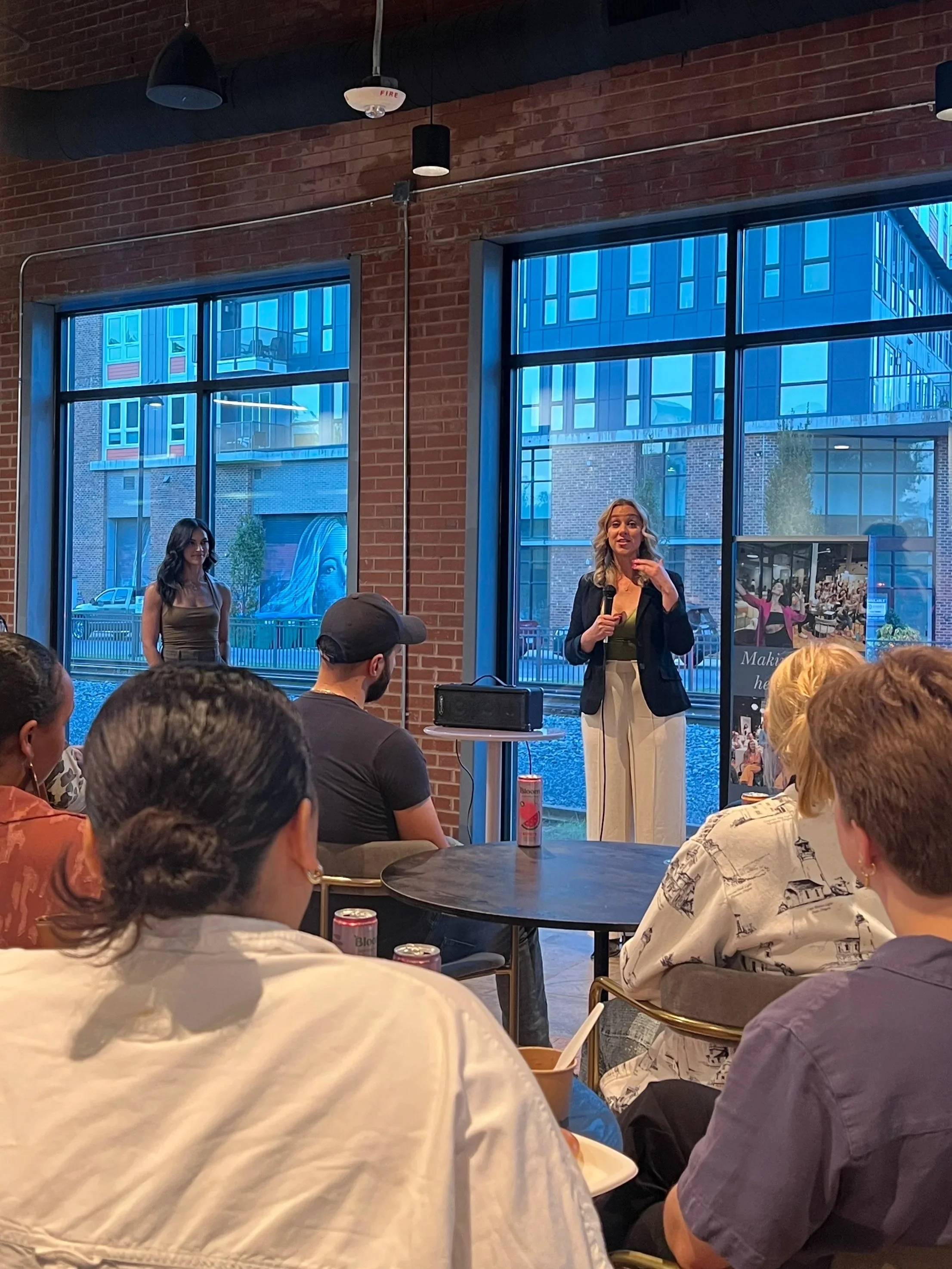 Jennifer Moxley speaks at therapist Madina Alam's Mental Health is Sexy event in Charlotte, NC