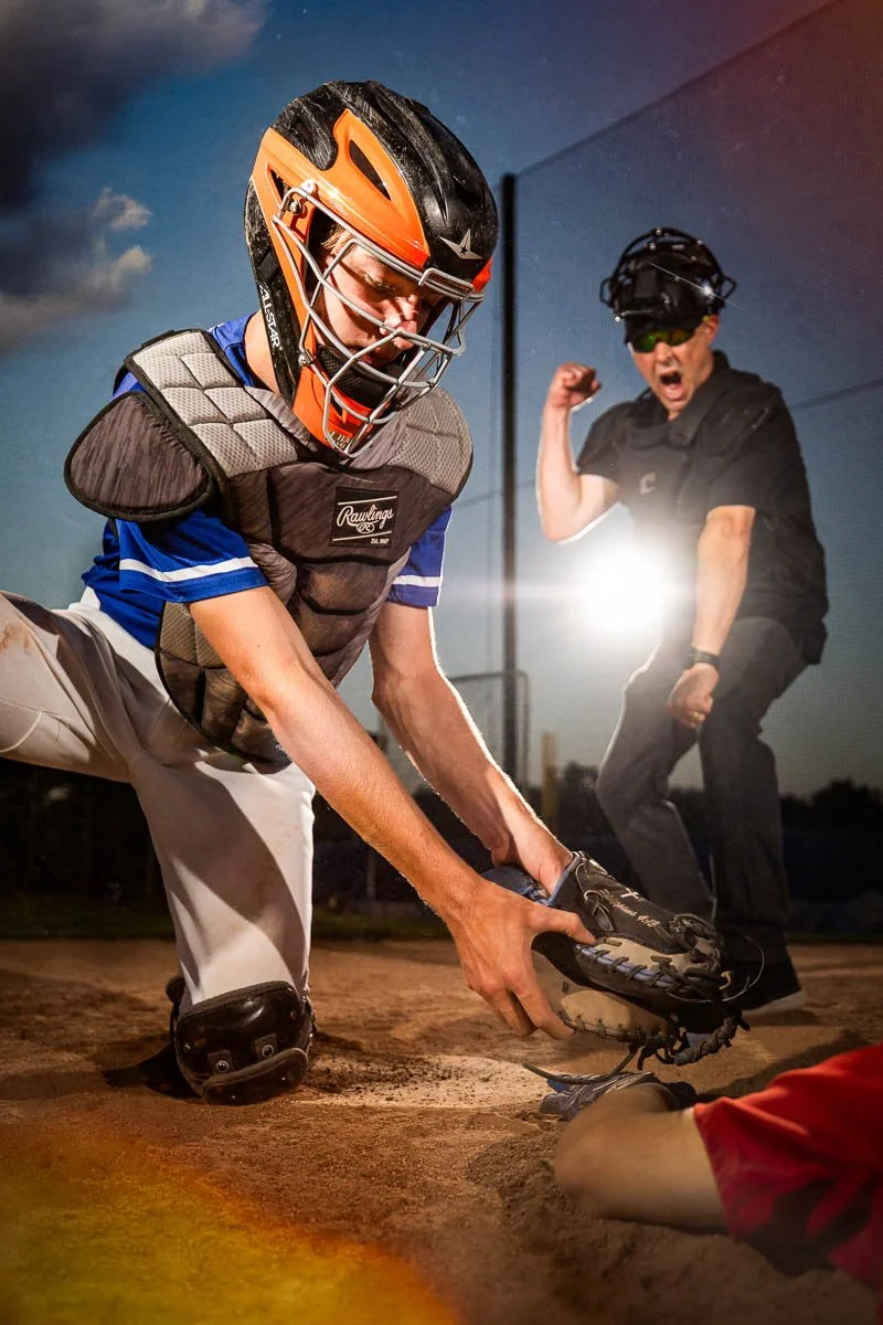 high school baseball catcher action photography