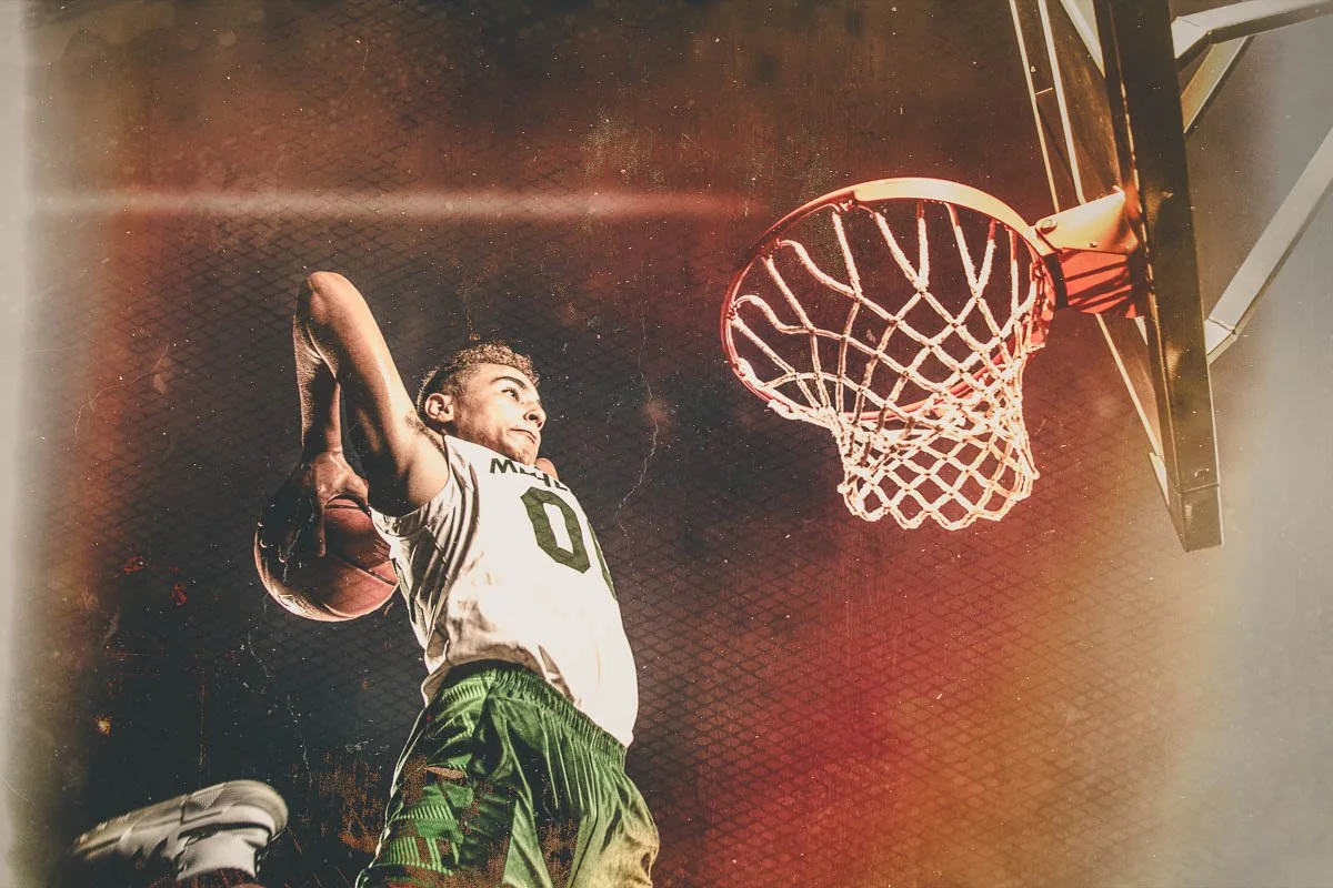 high school basketball photography slam dunk