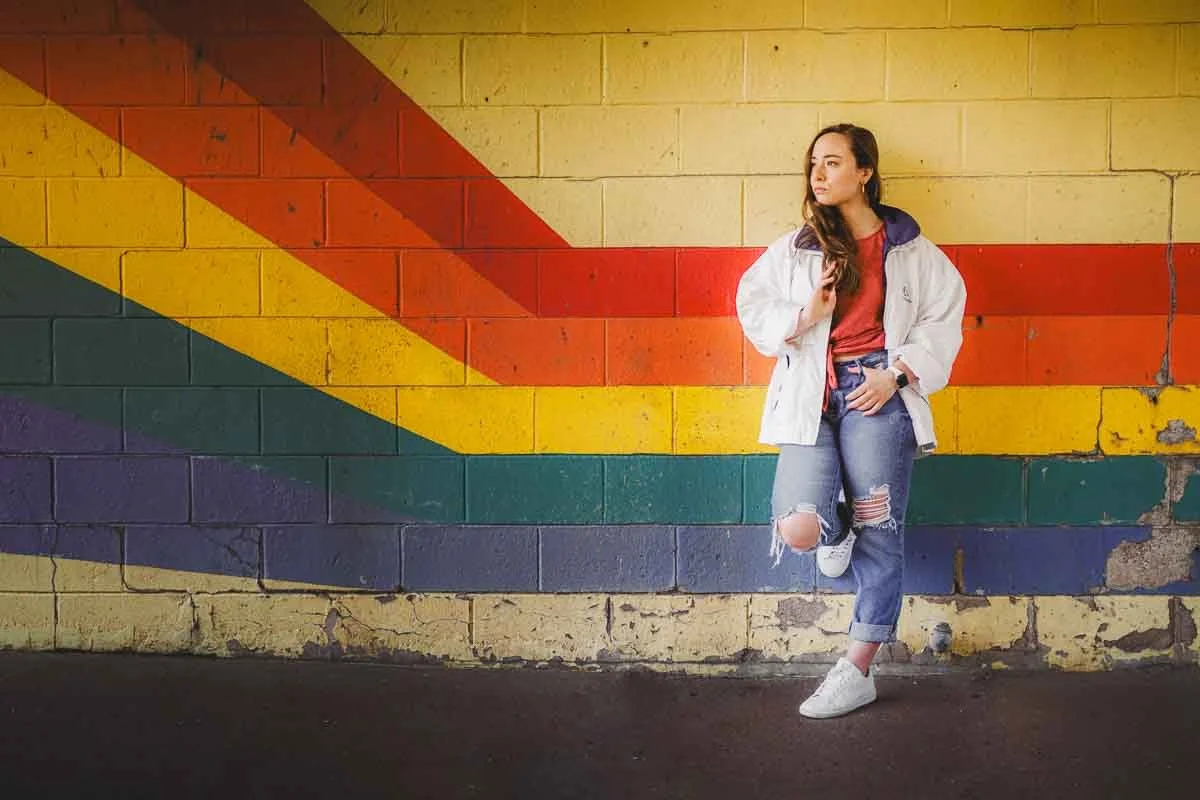 senior portrait outdoors at abandoned car wash