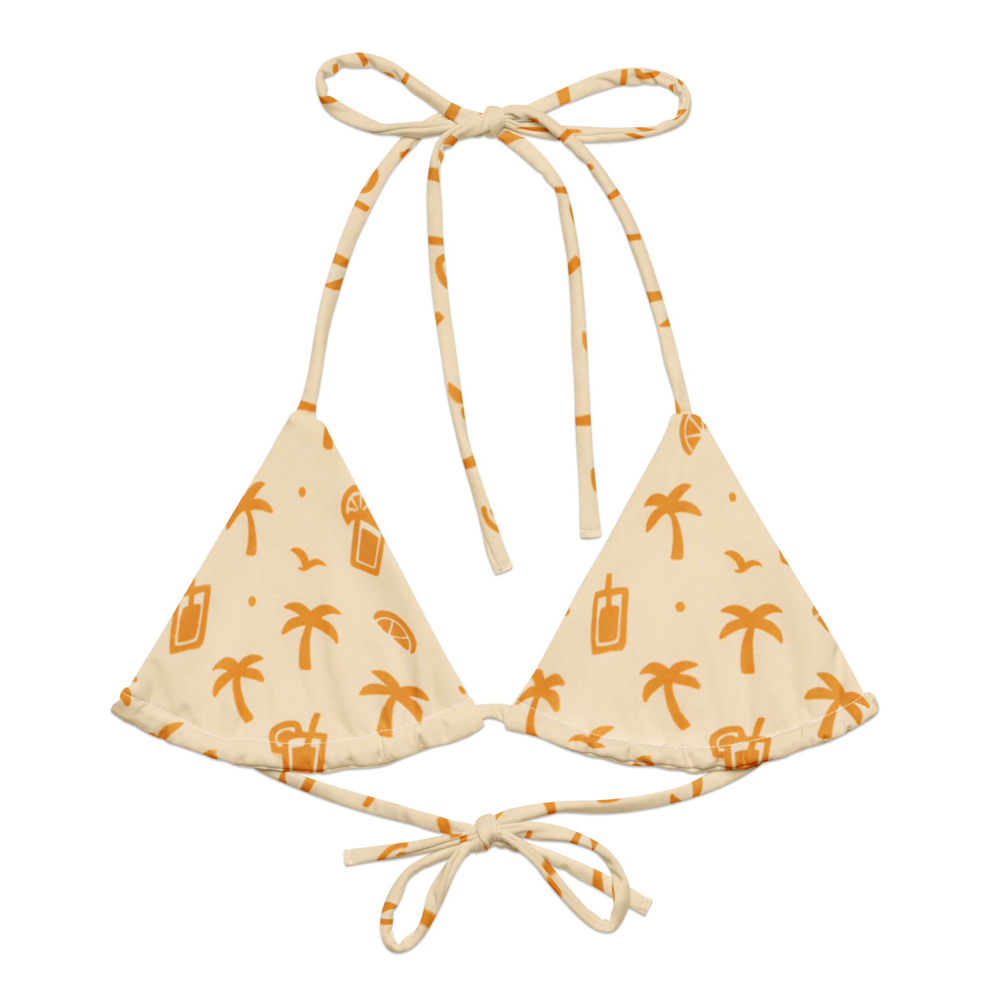 Crush Culture Golden Palms Recycled String Bikini Top