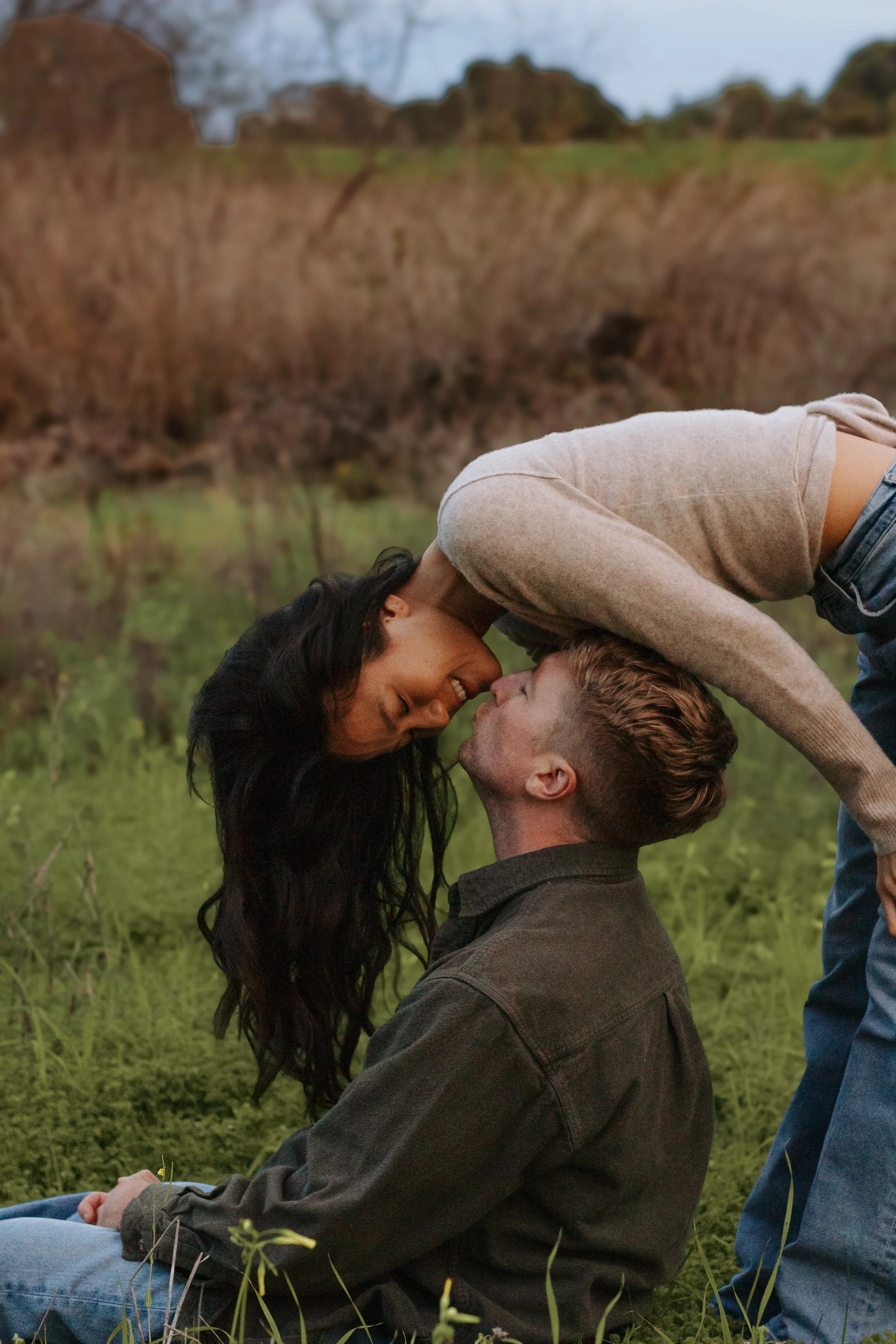 Couple sharing a quiet moment during engagement photos