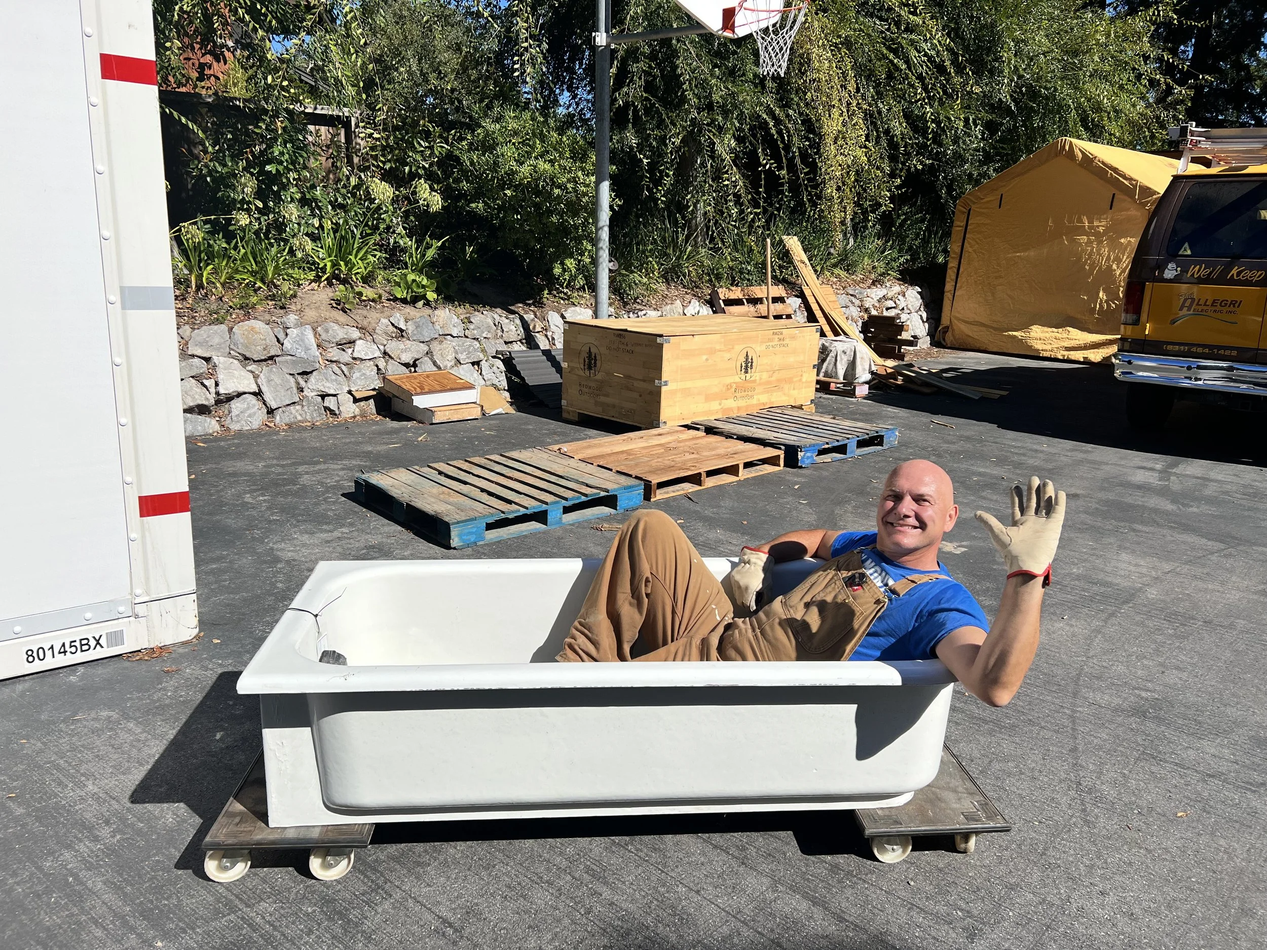 1920's full cast iron bath tub repurposed