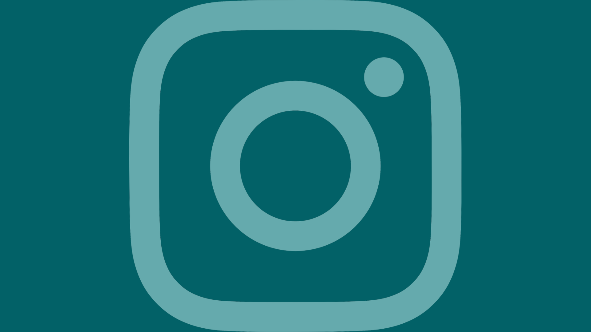 Stylized Instagram logo with a camera outline and a small circle in the top right corner, on a teal background.