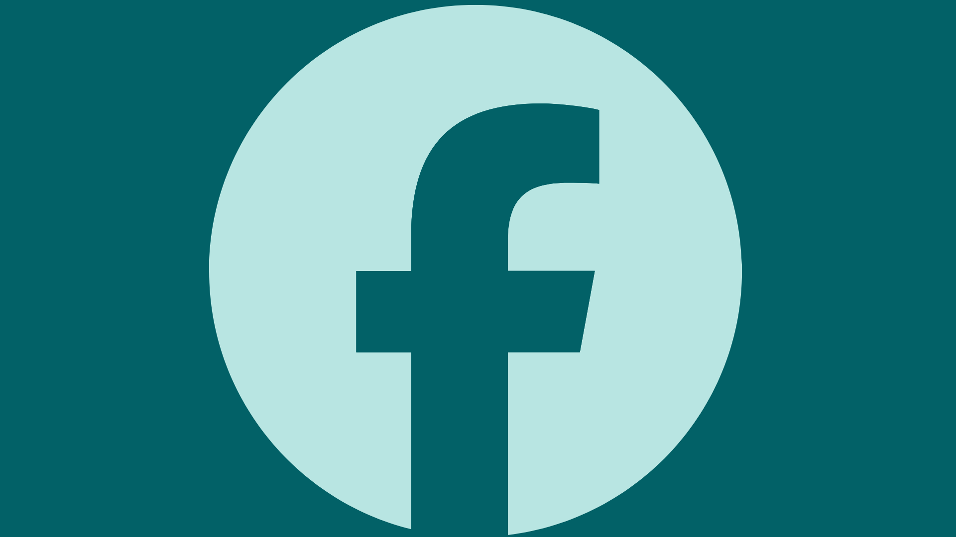 Facebook logo, blue background, large white circle with social media icon