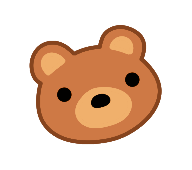 Cartoon bear face with rounded ears and simple features
