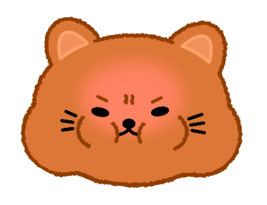 Cartoon drawing of a cute, chubby kitty with a round face, small ears, and a playful expression.