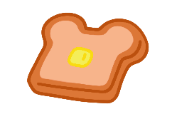 Cartoon illustration of a piece of bread with butter