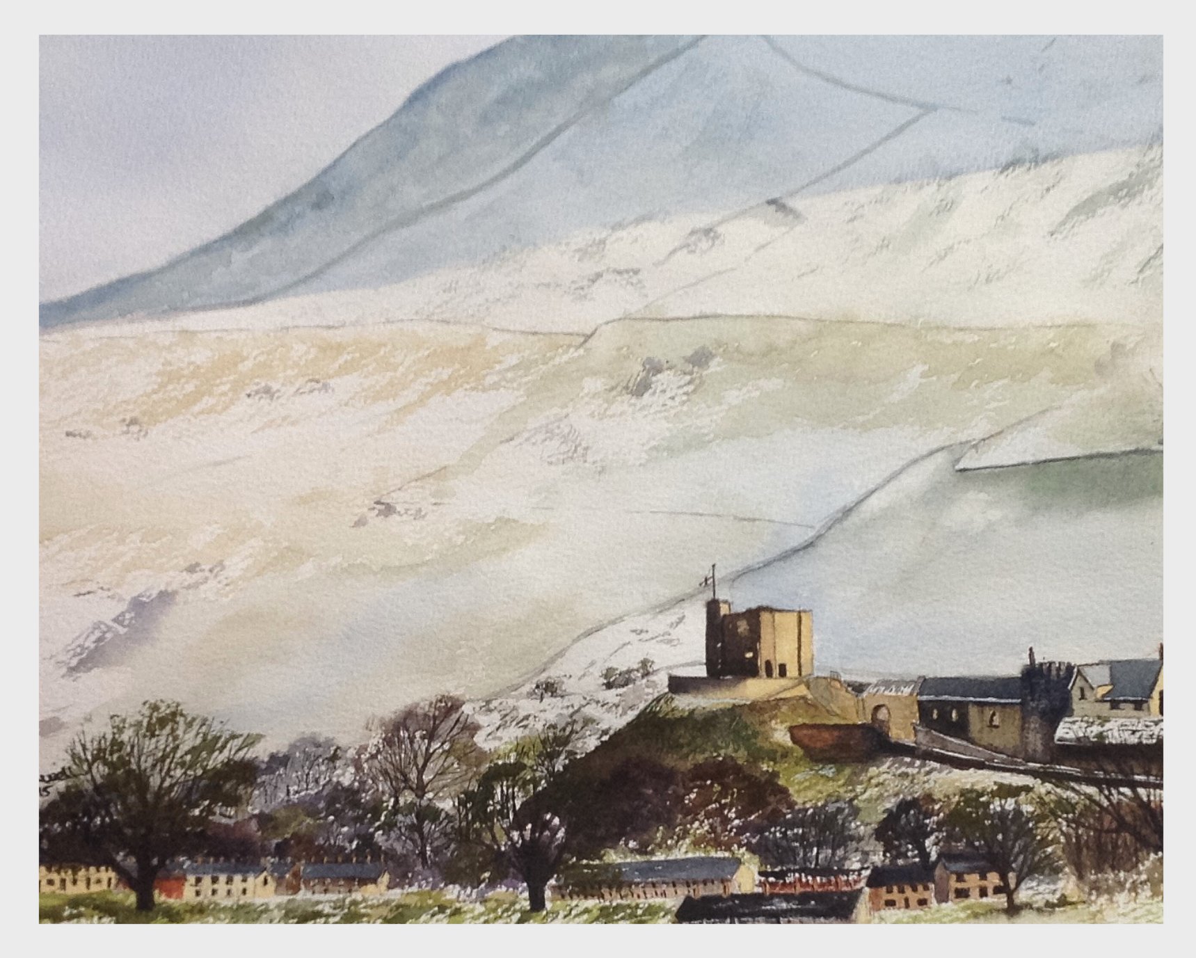 Clitheroe from Bawdlands: waterclour
