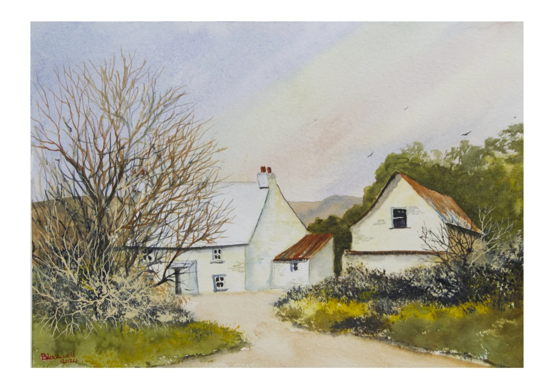 White Washed Cottage: waterclour