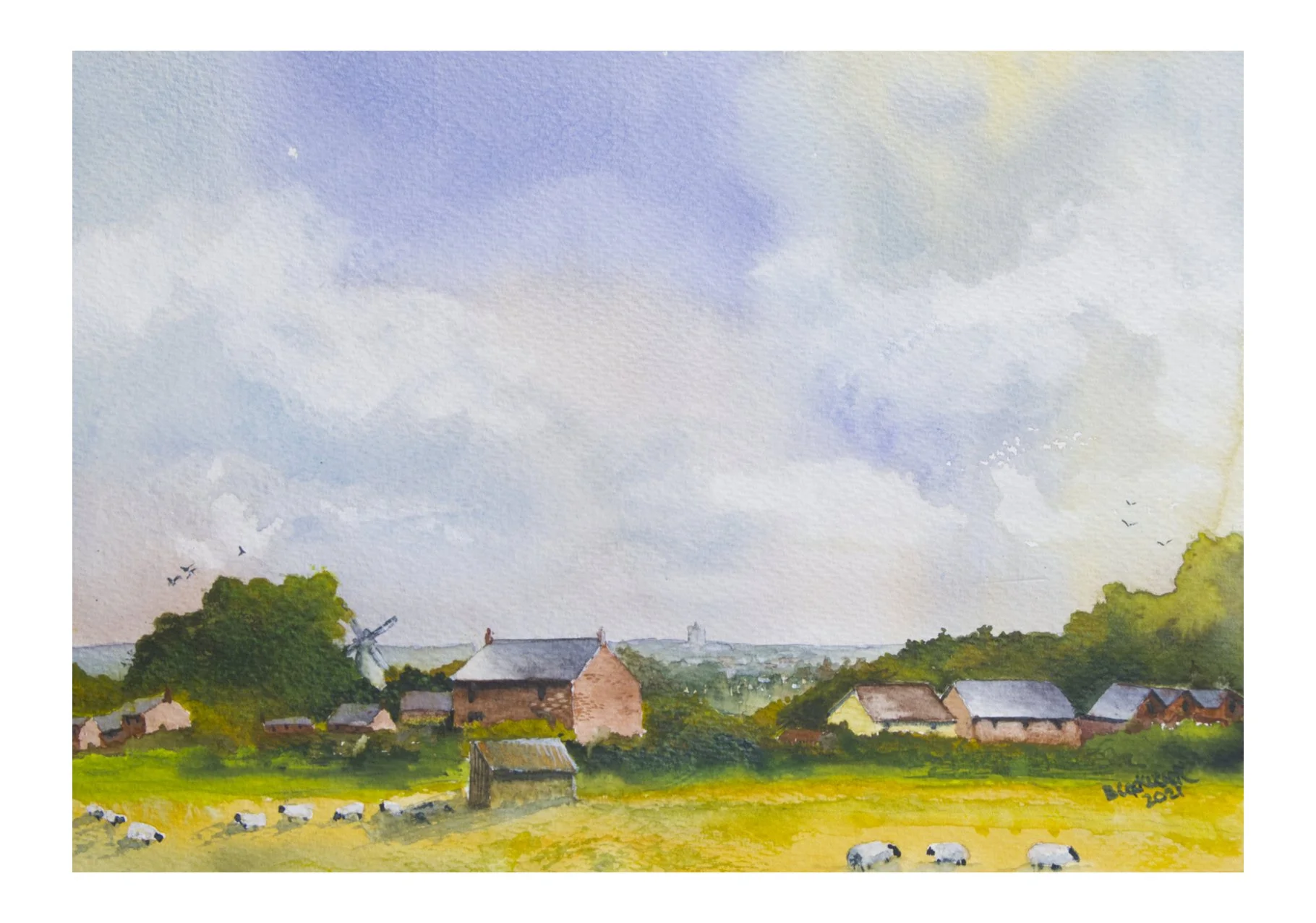 Spring Sky: waterclour