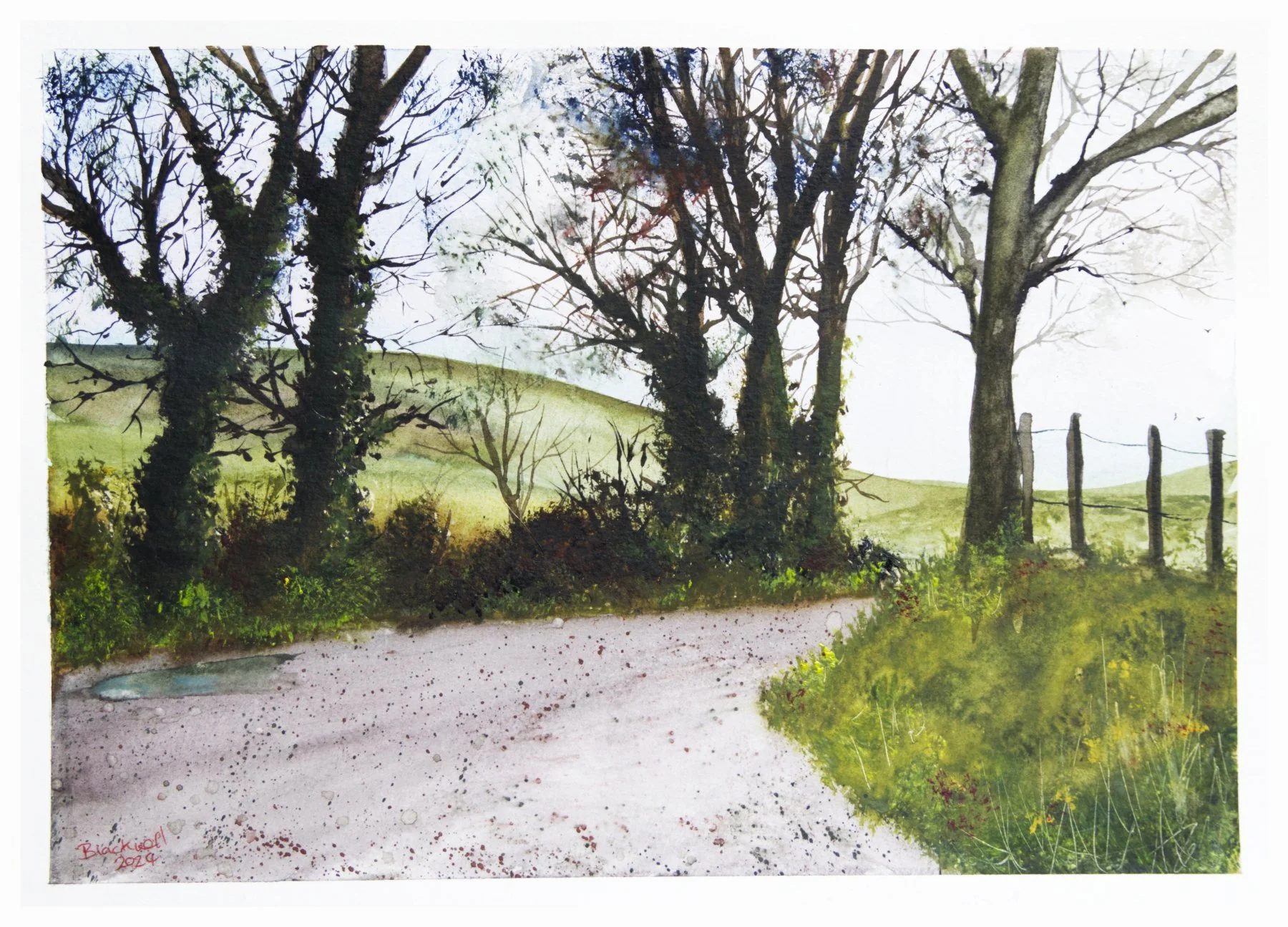 Country lane: waterclour