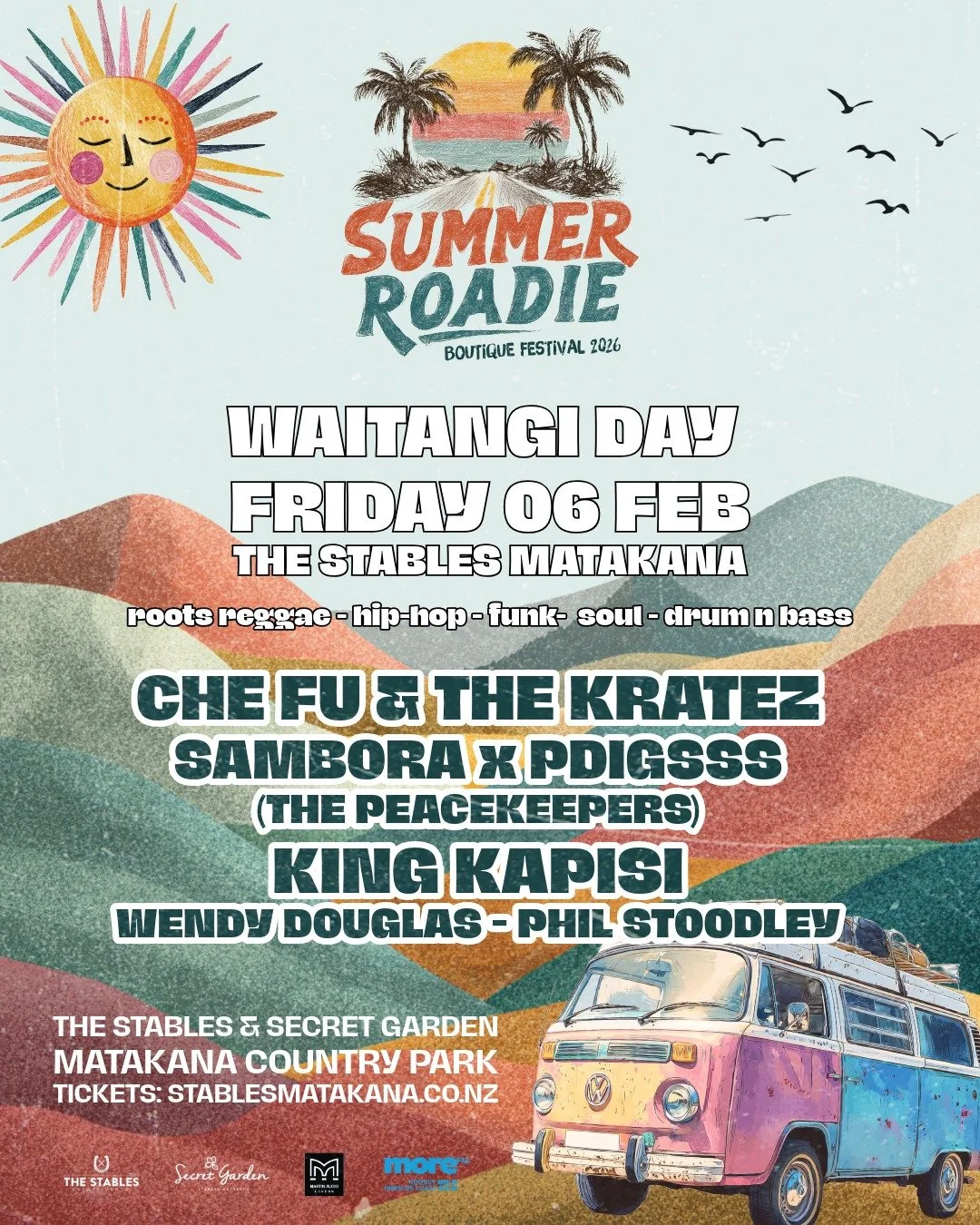GIVEAWAY | Summer Roadie &ndash; Waitangi Day

We&rsquo;re teaming up with The Stables Collective Events to give away 6 tickets to Summer Roadie at The Stables, Matakana this Waitangi Day, the 6th of Feb.

A great lineup. An iconic local venue. 
This