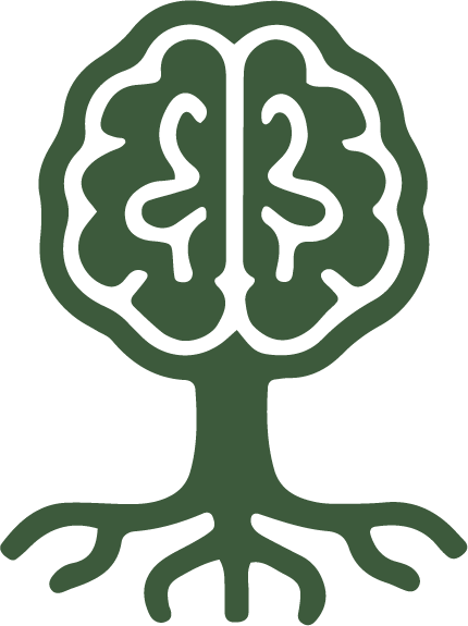 Illustration of a tree with a brain as the canopy, symbolizing knowledge or thinking.