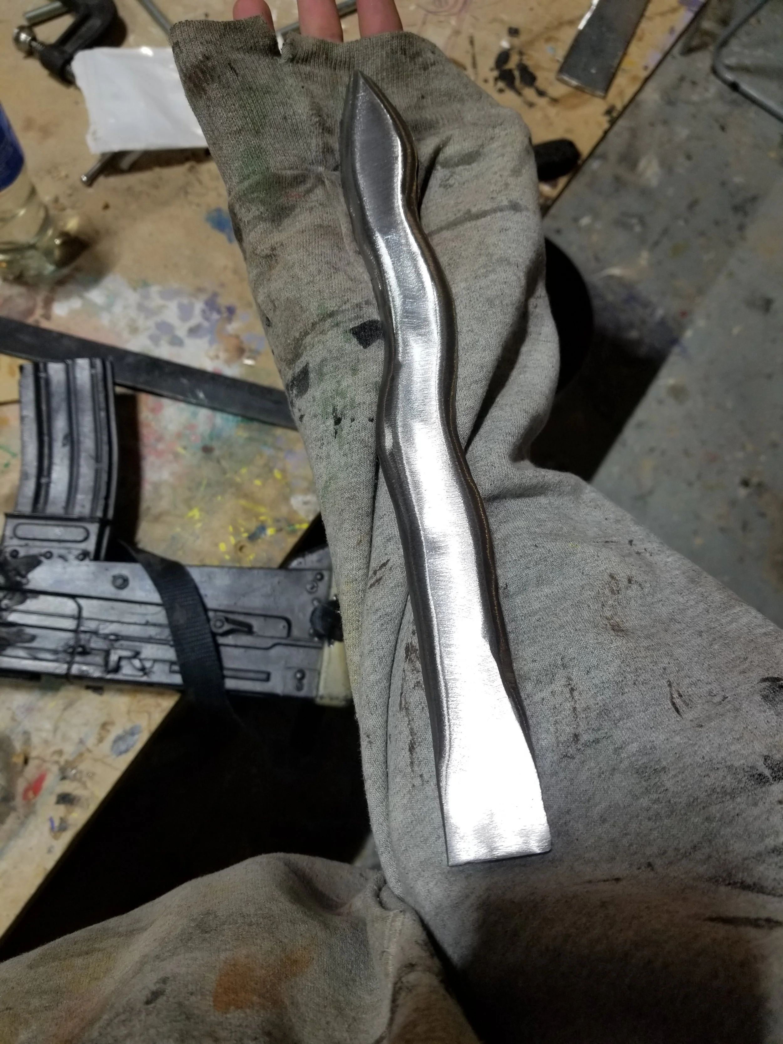 Blade sanded and polished