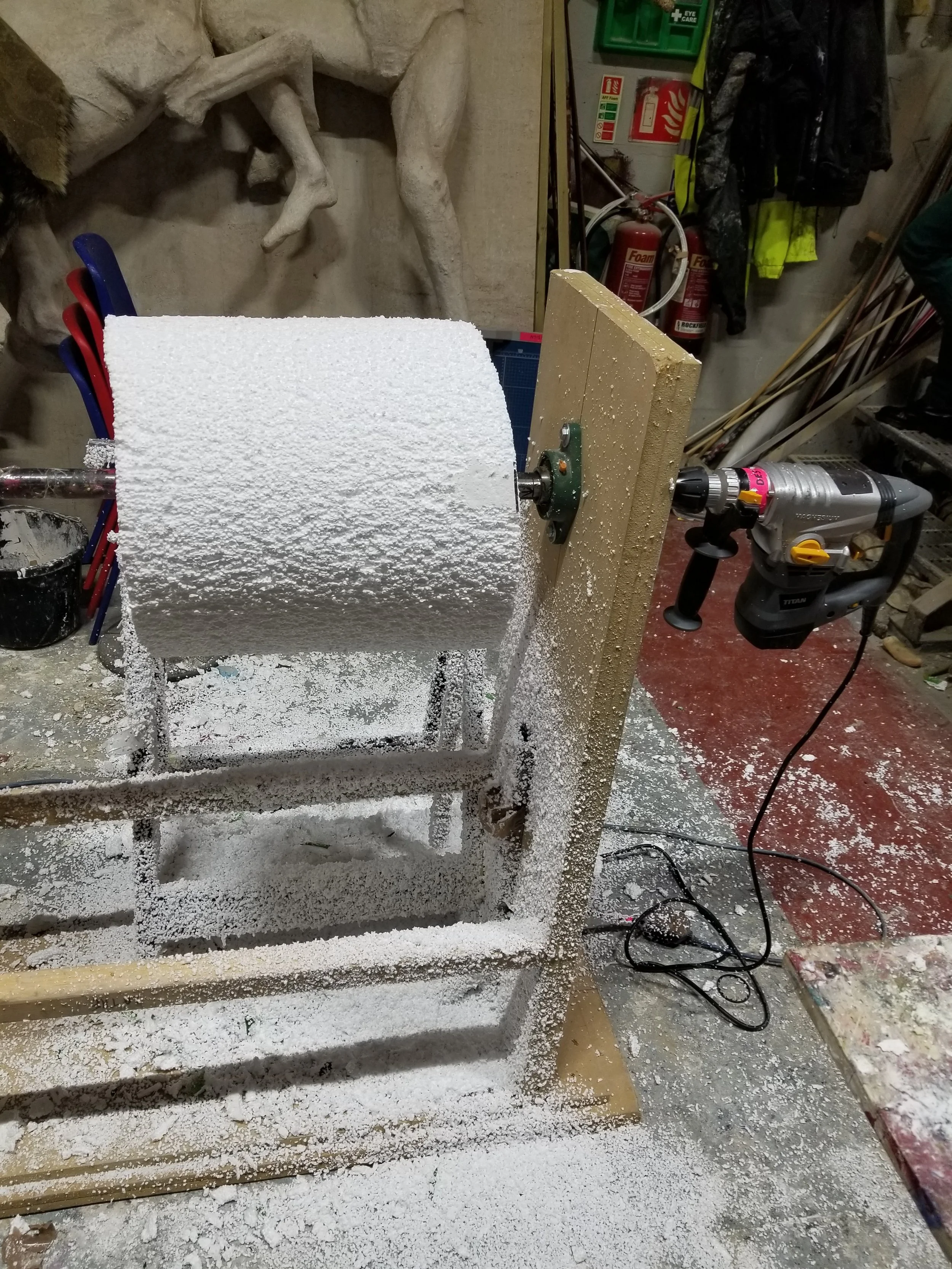 Turned block of EPS into bell shape