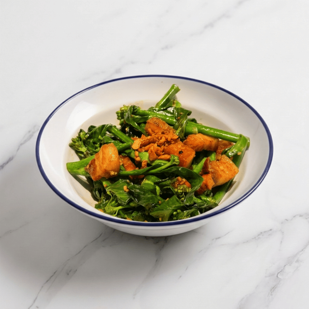 Sautéed Chinese Broccoli with Twice-Cooked Pork Belly 生炒芥兰配回锅五花肉 🐖🌶️ $20++